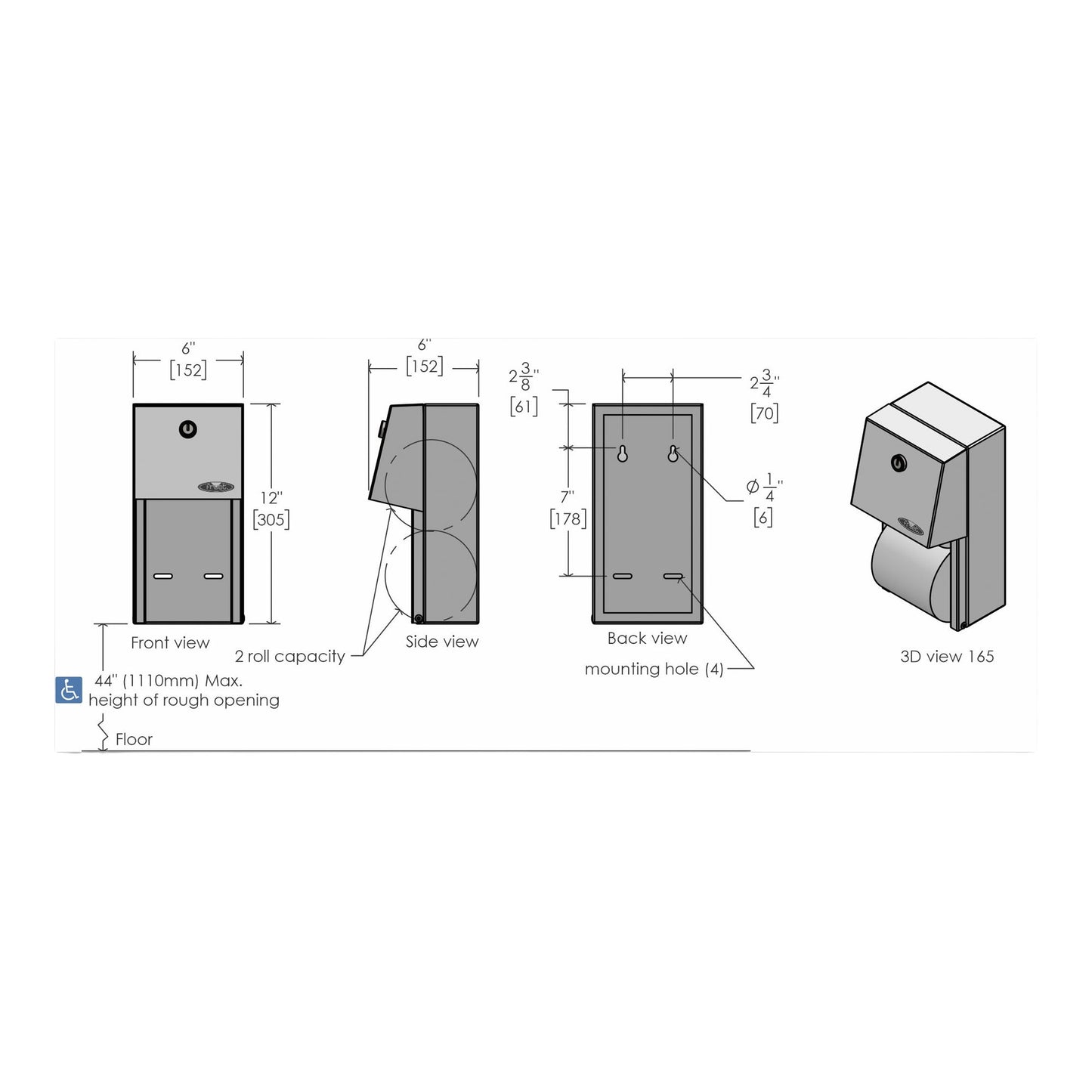 Frost Multi-Roll Toilet Tissue Dispenser - Reserve Roll, #165 - image 2