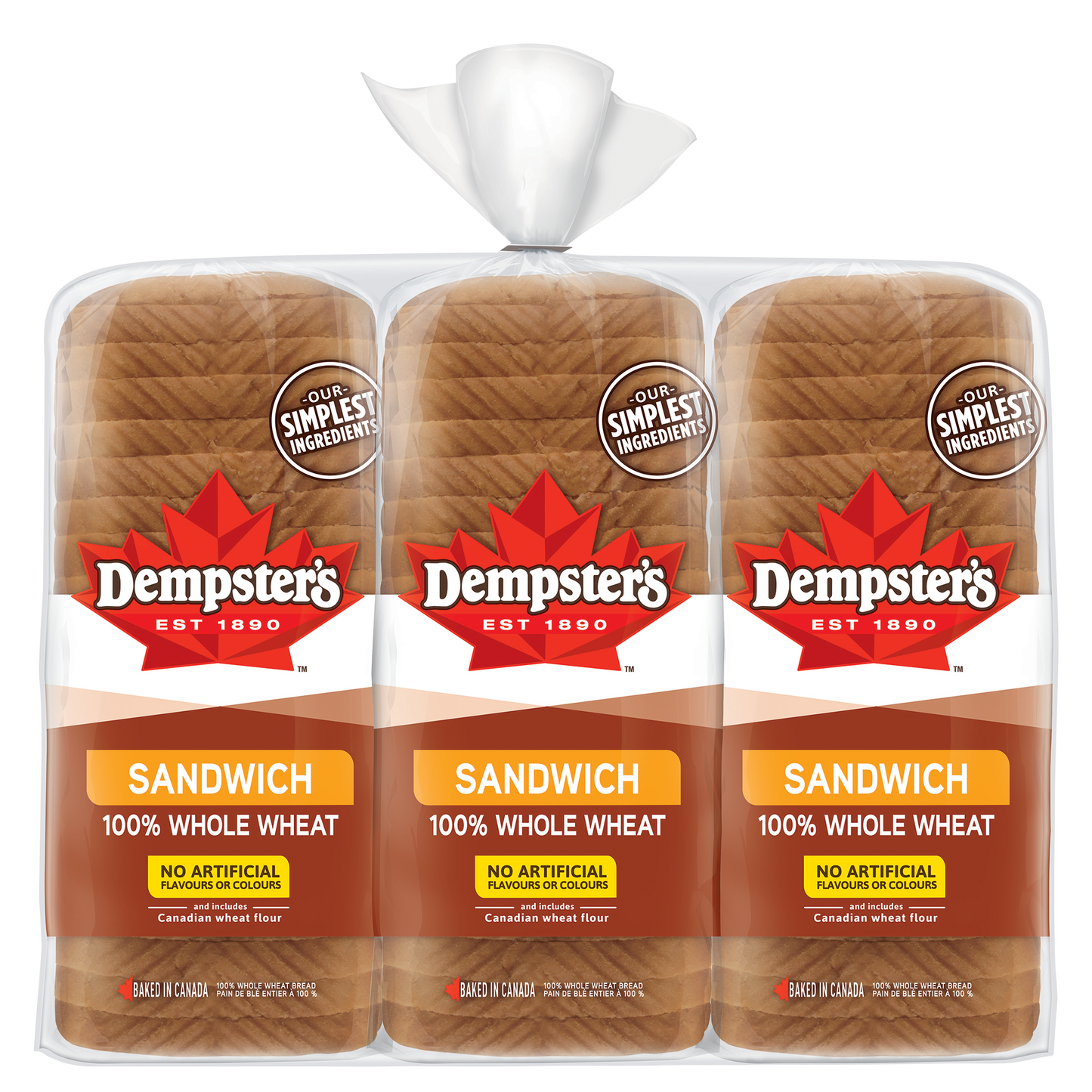 Dempster's 100% Whole Wheat Sandwich Bread, 3 × 675 g - image 1