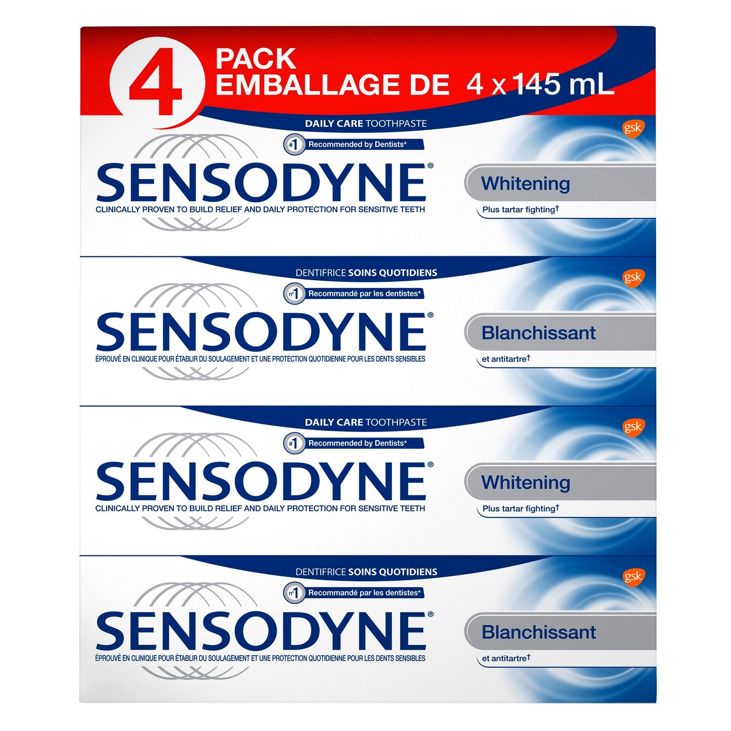 Sensodyne Whitening Toothpaste, 4 x 145 mL - image 1