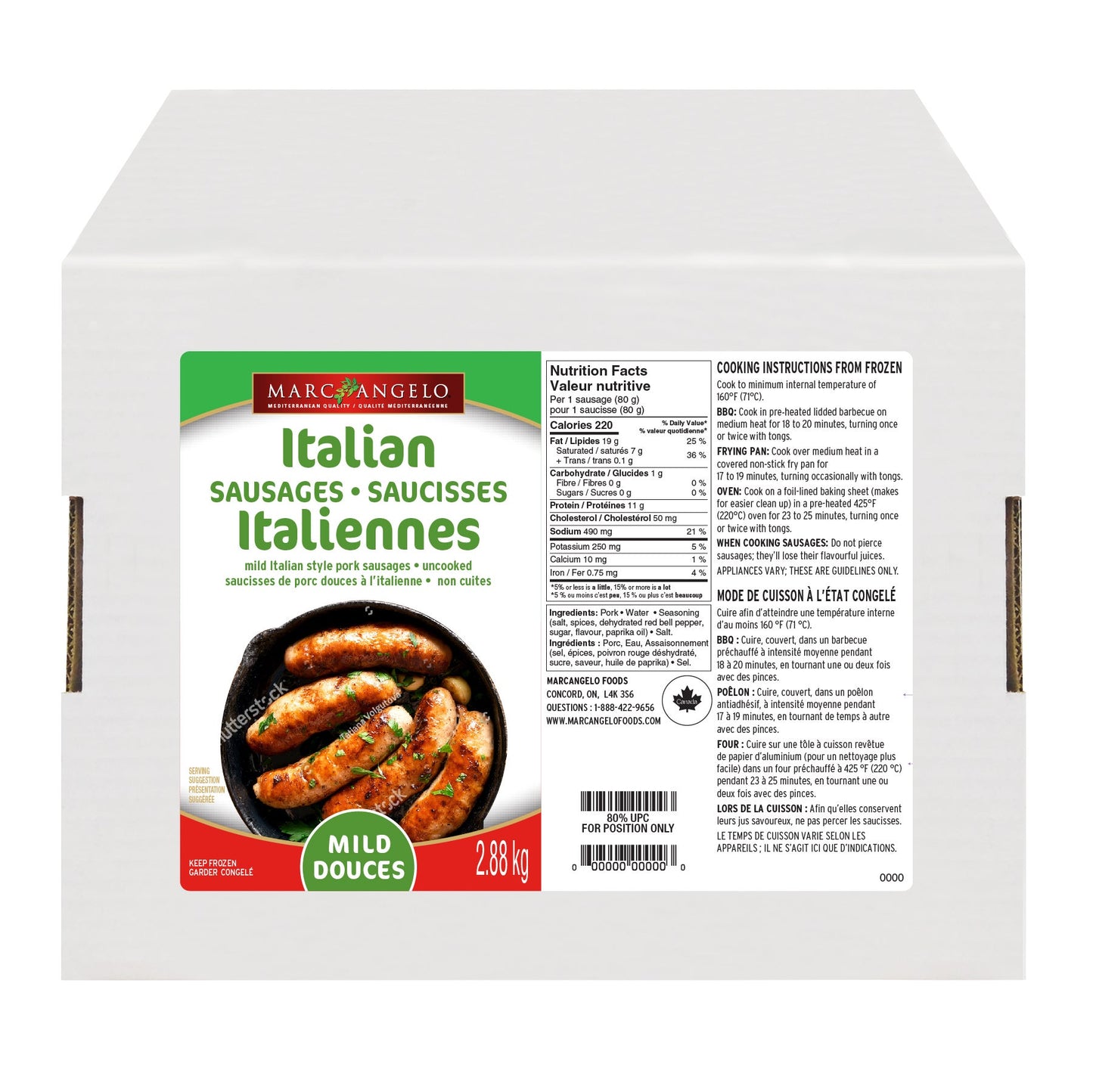 Marc Angelo Mild Italian Sausages, 2.88 kg - image 1