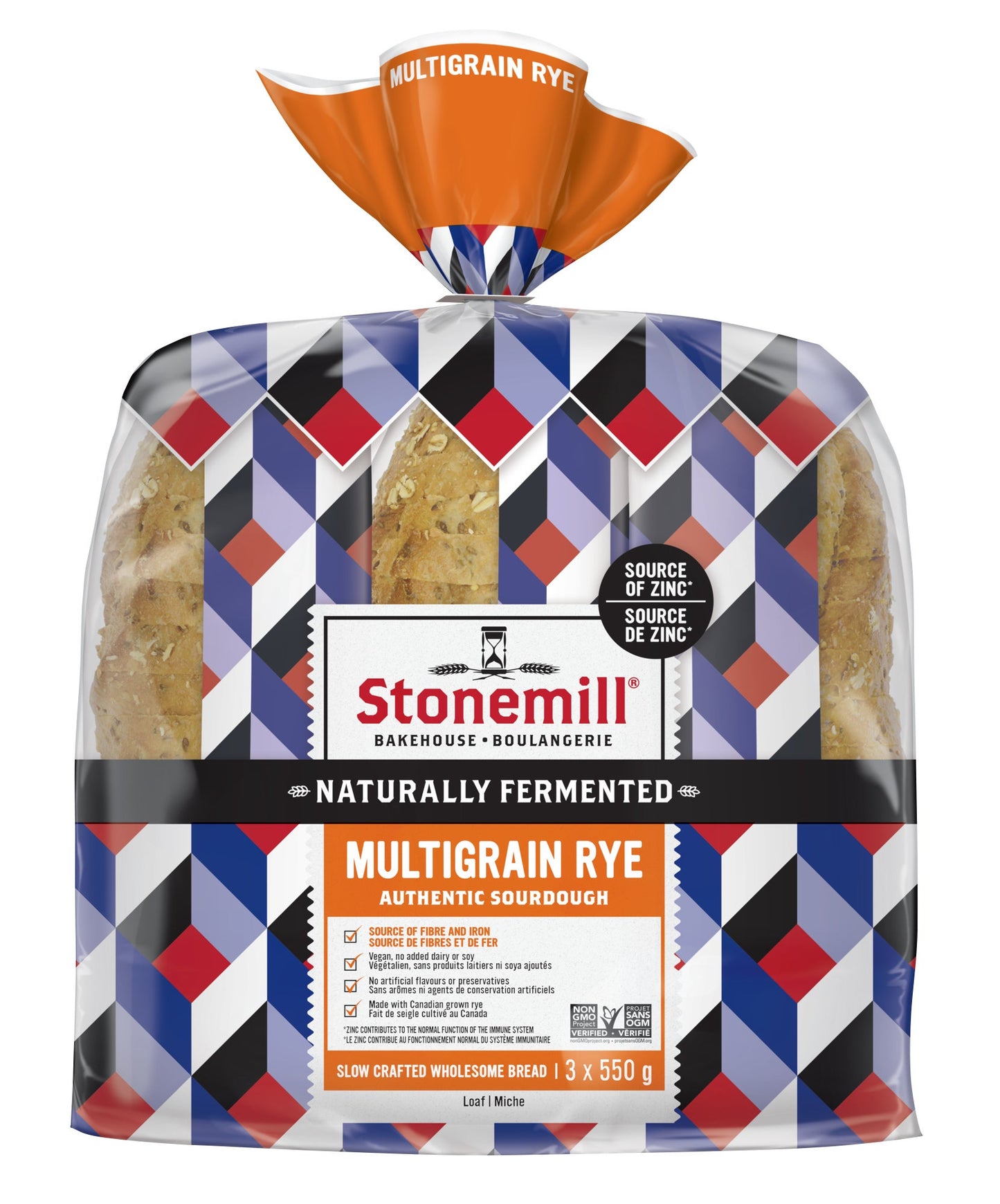 Stonemill Authentic Sourdough Rye Multigrain Bread, 3 × 550 g - image 1