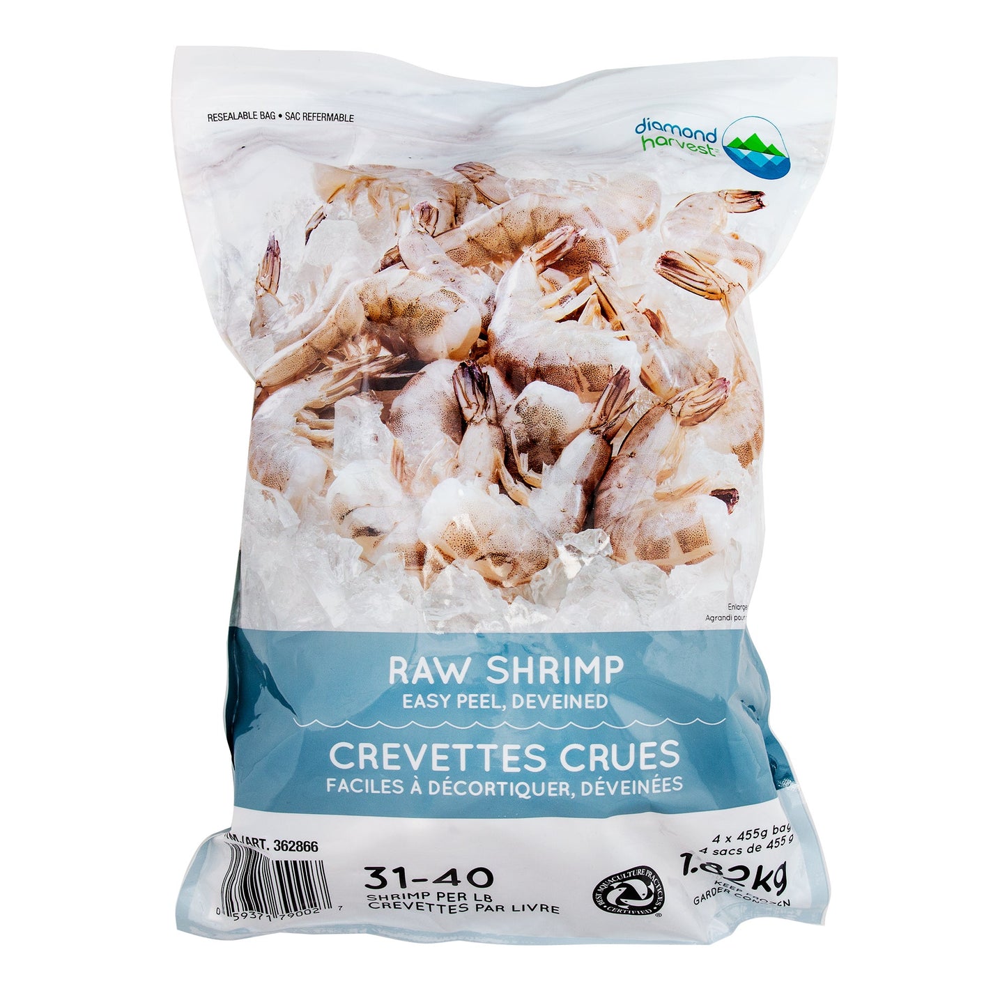 Diamond Harvest Frozen Chemical-free 31/40 Raw Pacific White Shrimp, 1.82 kg - image 1