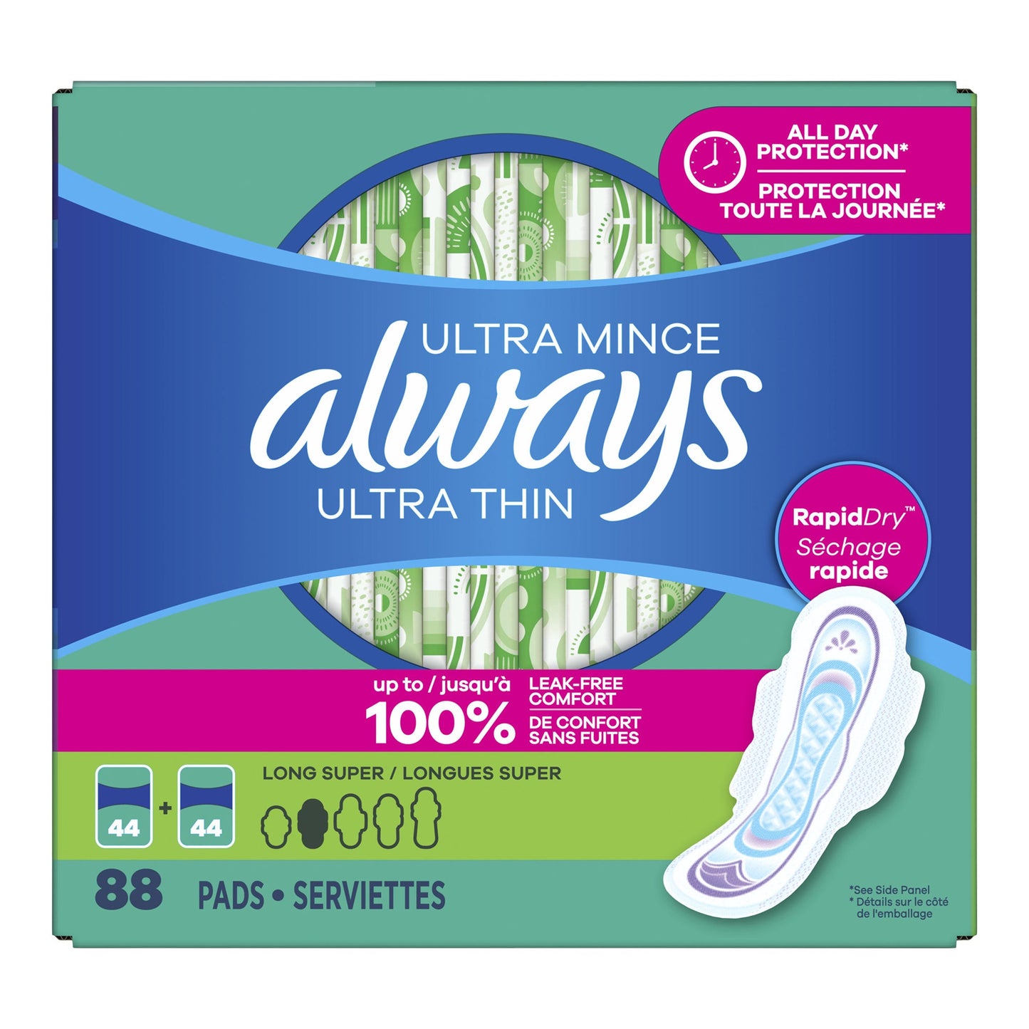 Always Ultra Thin Long Super Pads, 88-count - image 1