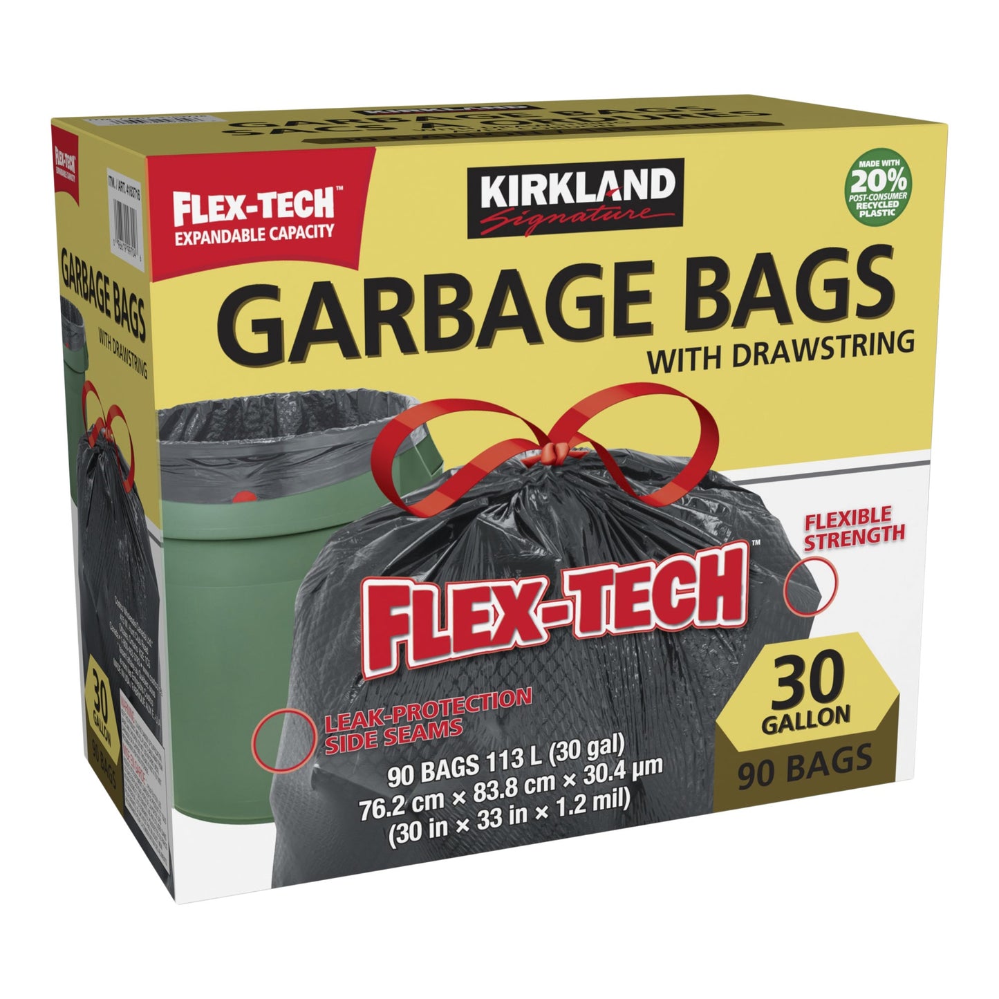 Kirkland Signature Drawstring Garbage Bags, Pack of 90 - image 1