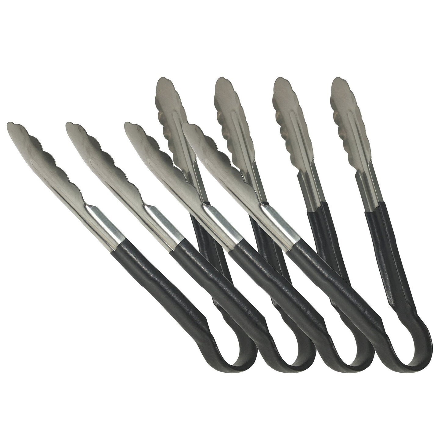 Sagetra Plastic Coated Black Utility Tongs 30.48 cm (12 in), Pack of 4 - image 1