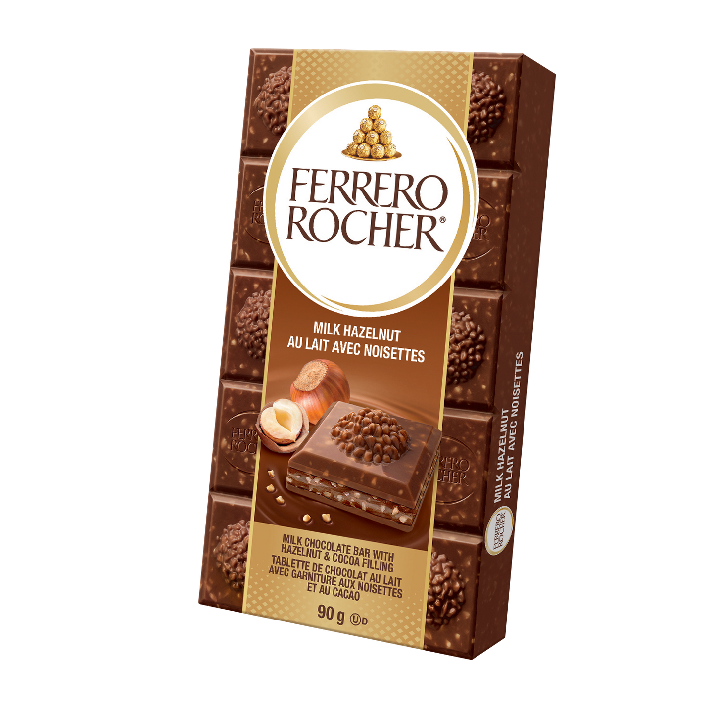 Ferrero Rocher Milk Hazelnut Chocolate Bars, 8 × 90 g — product image