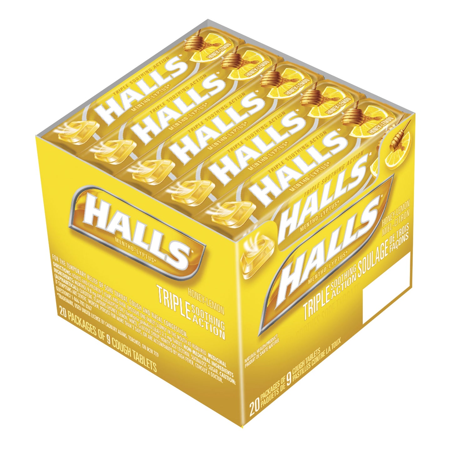 HALLS Mentho-Lyptus Honey-Lemon Cough Drops, 20 packs of 9 - image 3