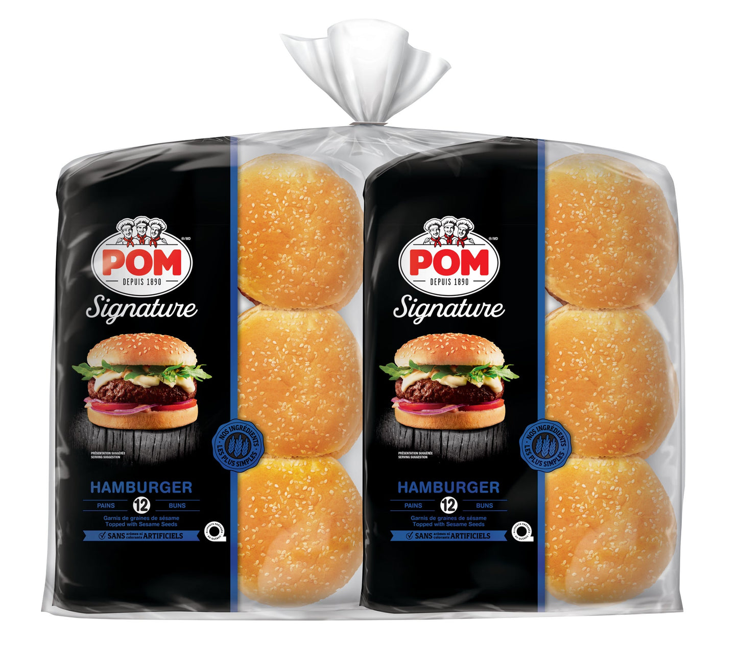 POM Signature Sesame Hamburger Buns, 2 packs of 12 - image 1