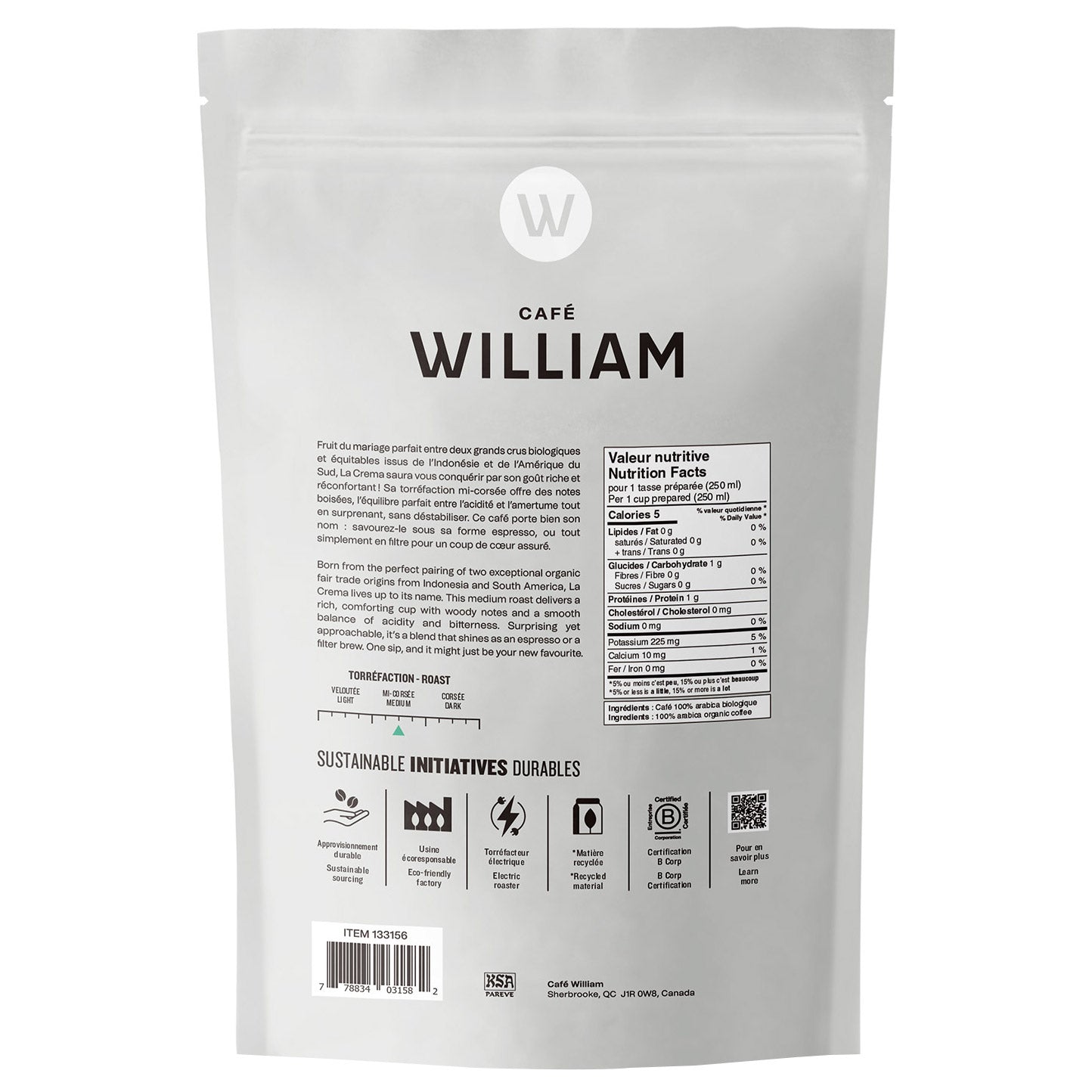 Café William La Crema Whole Bean Organic Fair Trade Coffee, 2 x 908 g - image 3