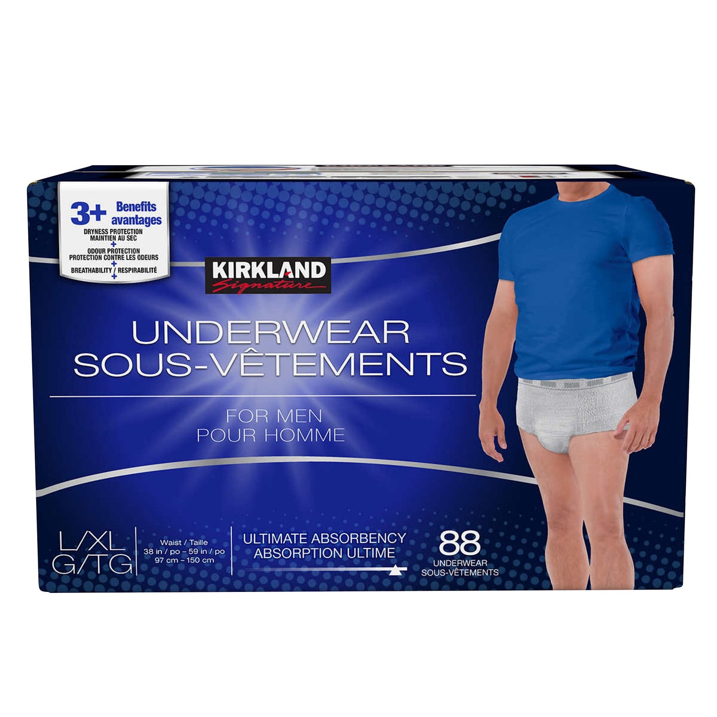 Kirkland Signature Men's Protective Underwear, Large/X-large, 88-pack - image 1