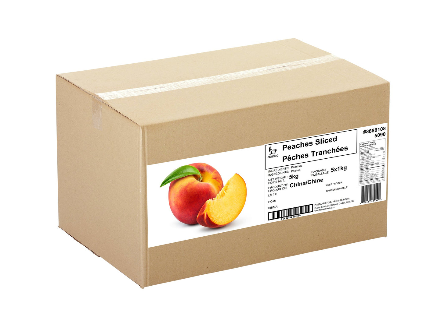Fennec Frozen Sliced Peaches, 5 x 1 kg - image 1