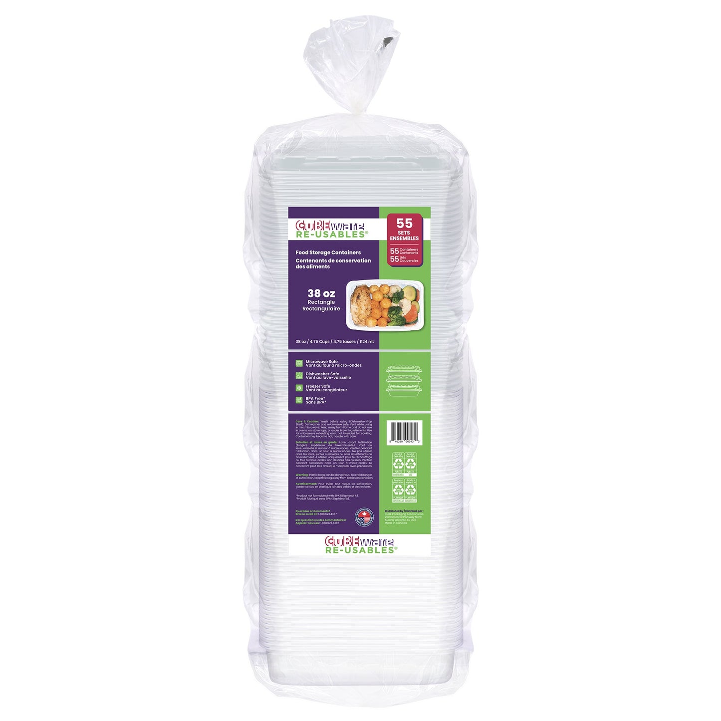 Cubeware Rectangular Food Container 38 oz, Pack of 55 - image 1