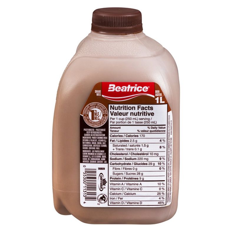Beatrice 1% Chocolate Milk, 1 L — image 1