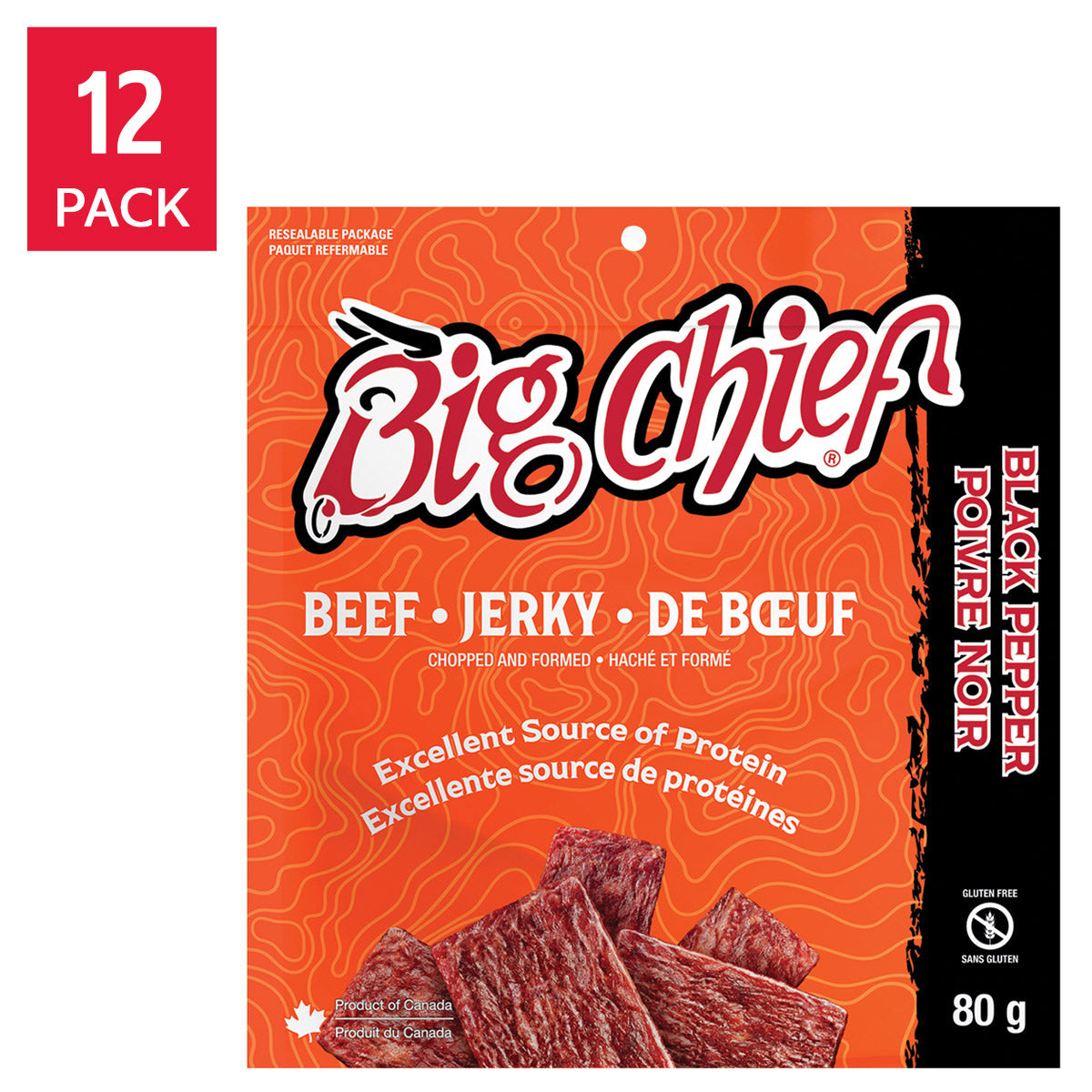 Big Chief Beef Jerky, 12 × 80 g - image 1