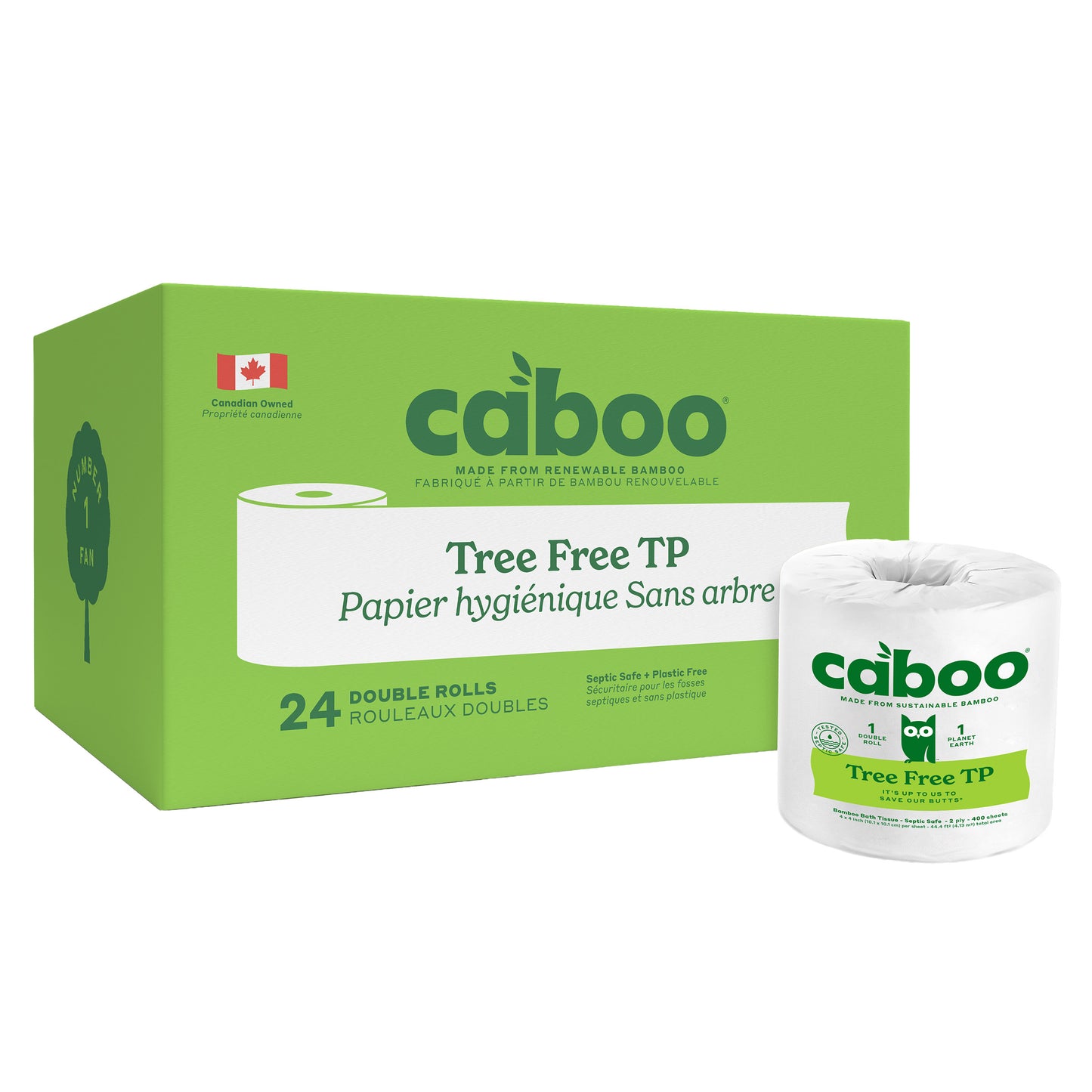 Caboo Bamboo Bath Tissue, 2-Ply 400 Sheets, 24 Rolls - image 1