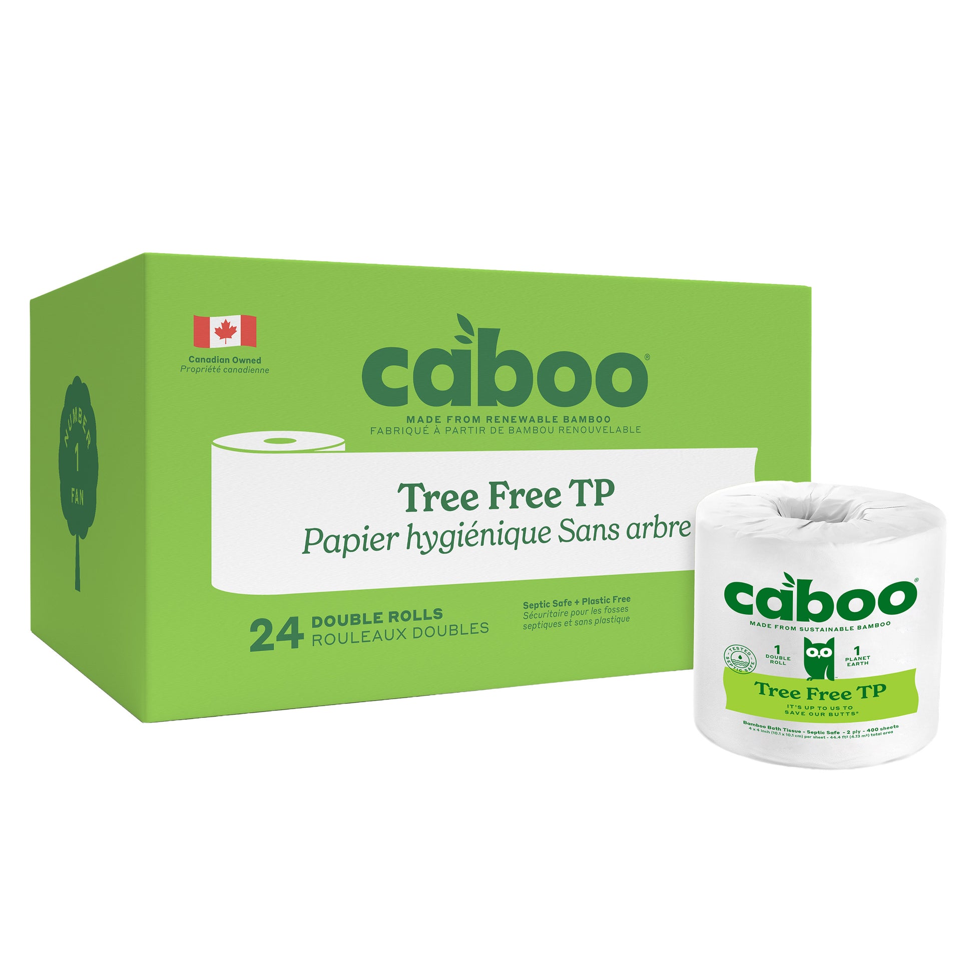 Caboo Bamboo Bath Tissue, 2-Ply 400 Sheets, 24 Rolls - image 1