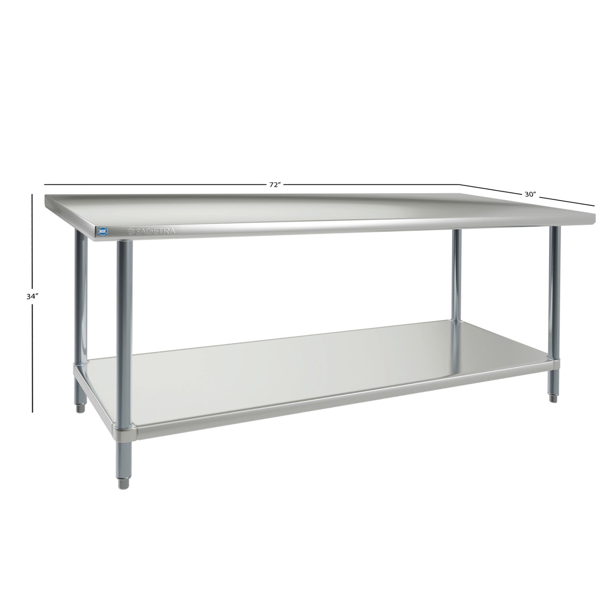 Sagetra Stainless Steel Worktable, 30 in. × 72 in. × 34 in. - image 3