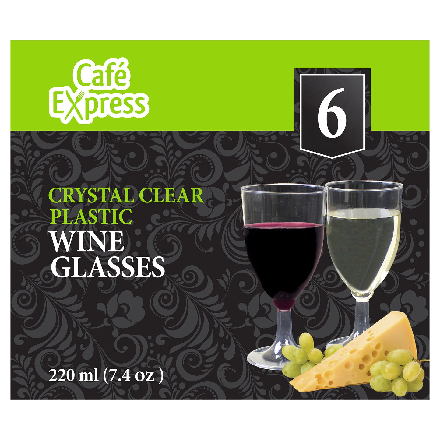 Café Express Crystal Clear Plastic Wine Glasses, 144-count - image 2