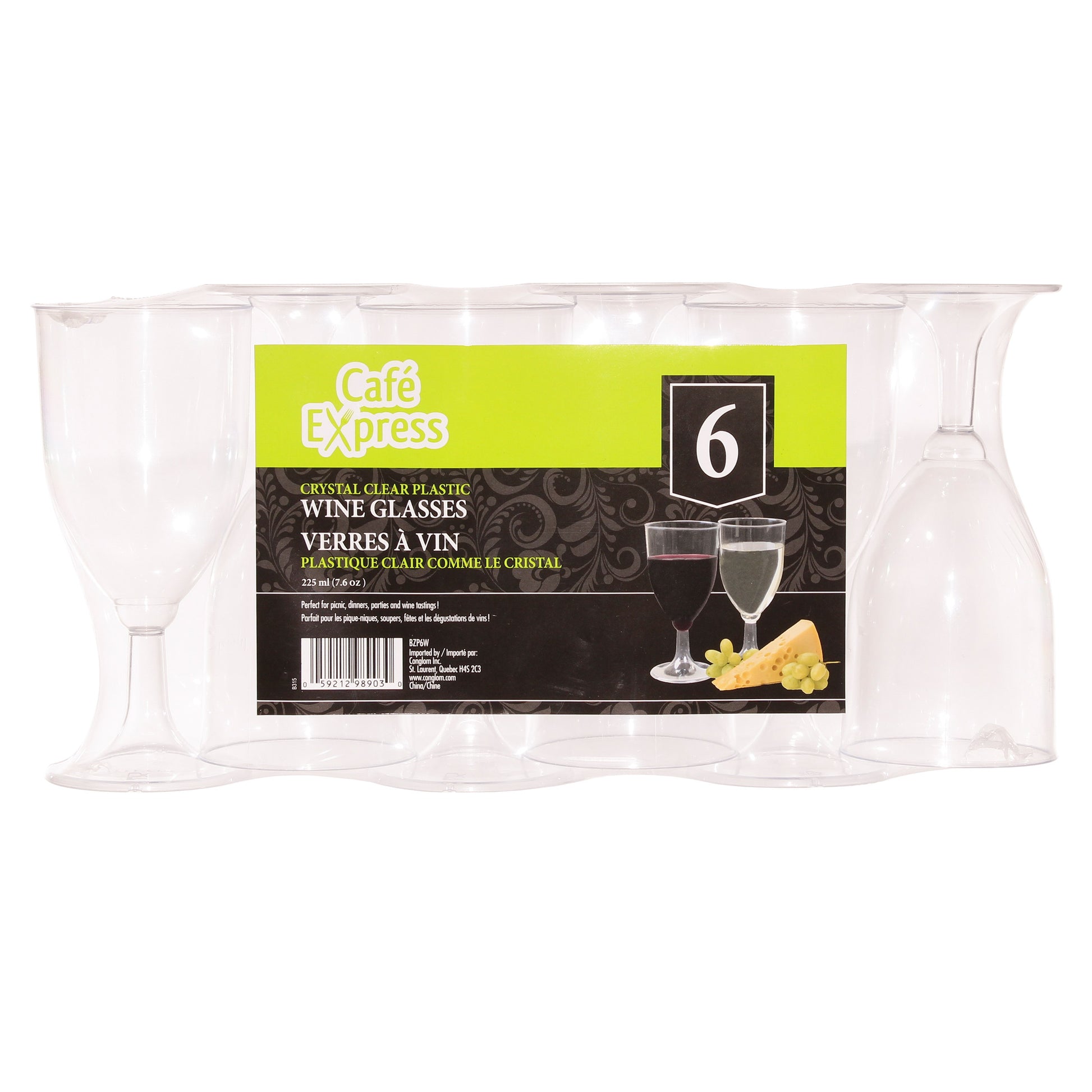 Café Express Crystal Clear Plastic Wine Glasses, 144-count - image 4