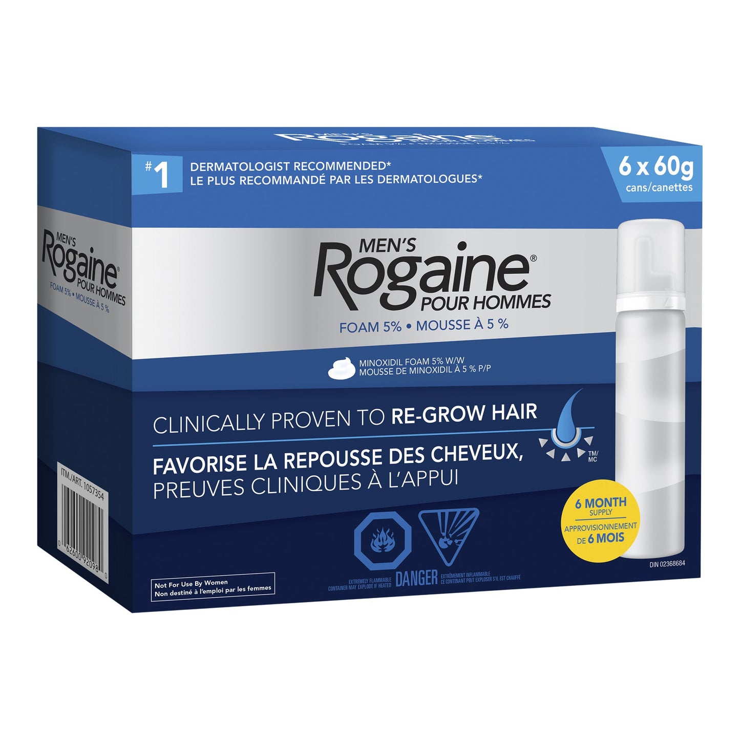 Rogaine Men's Hair Regrowth Foam with 5% Minoxidil, 6 x 60 g - image 1