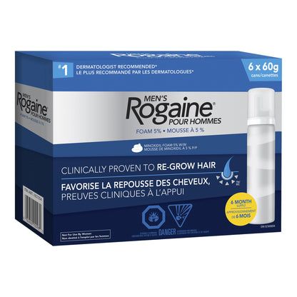 Rogaine Men's Hair Regrowth Foam with 5% Minoxidil, 6 x 60 g - image 1