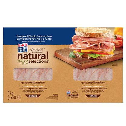 Maple Leaf Natural Selections Sliced Black Forest Ham, 2 x 500 g - image 1