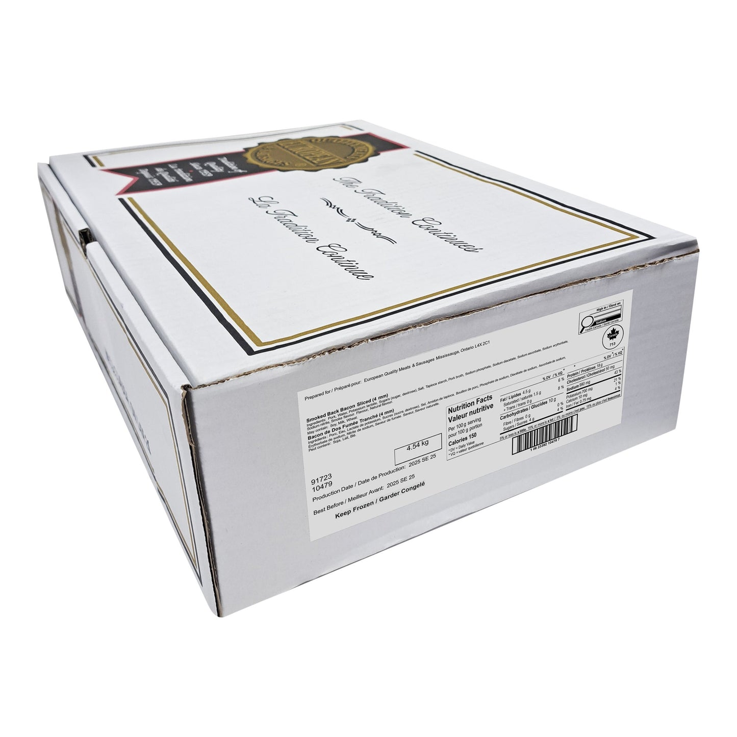 European Quality Meats, Smoked Back Bacon, 4.54kg - image 2