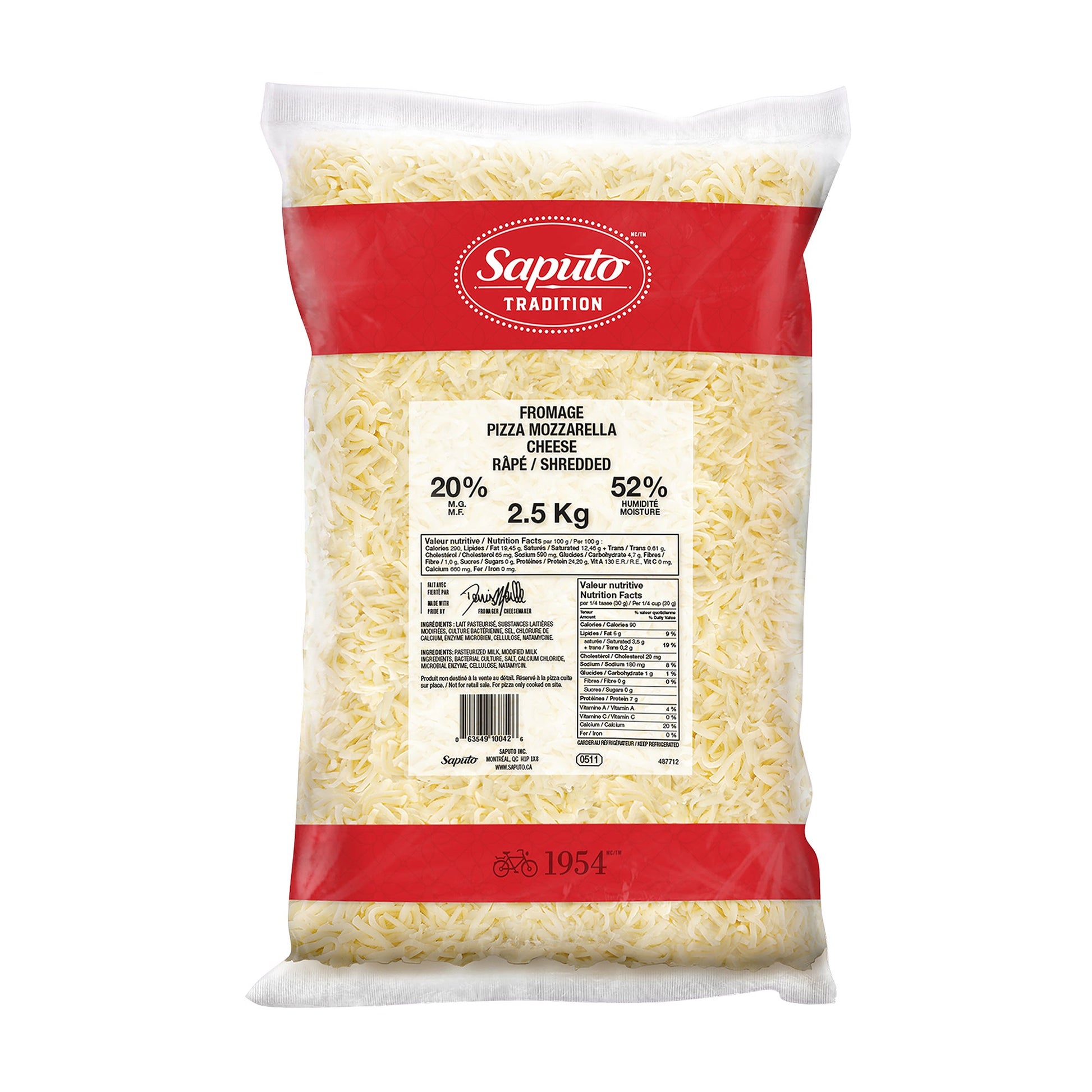 Saputo 20% Pizza Mozzarella Shredded Cheese, 2.5 kg - image 1