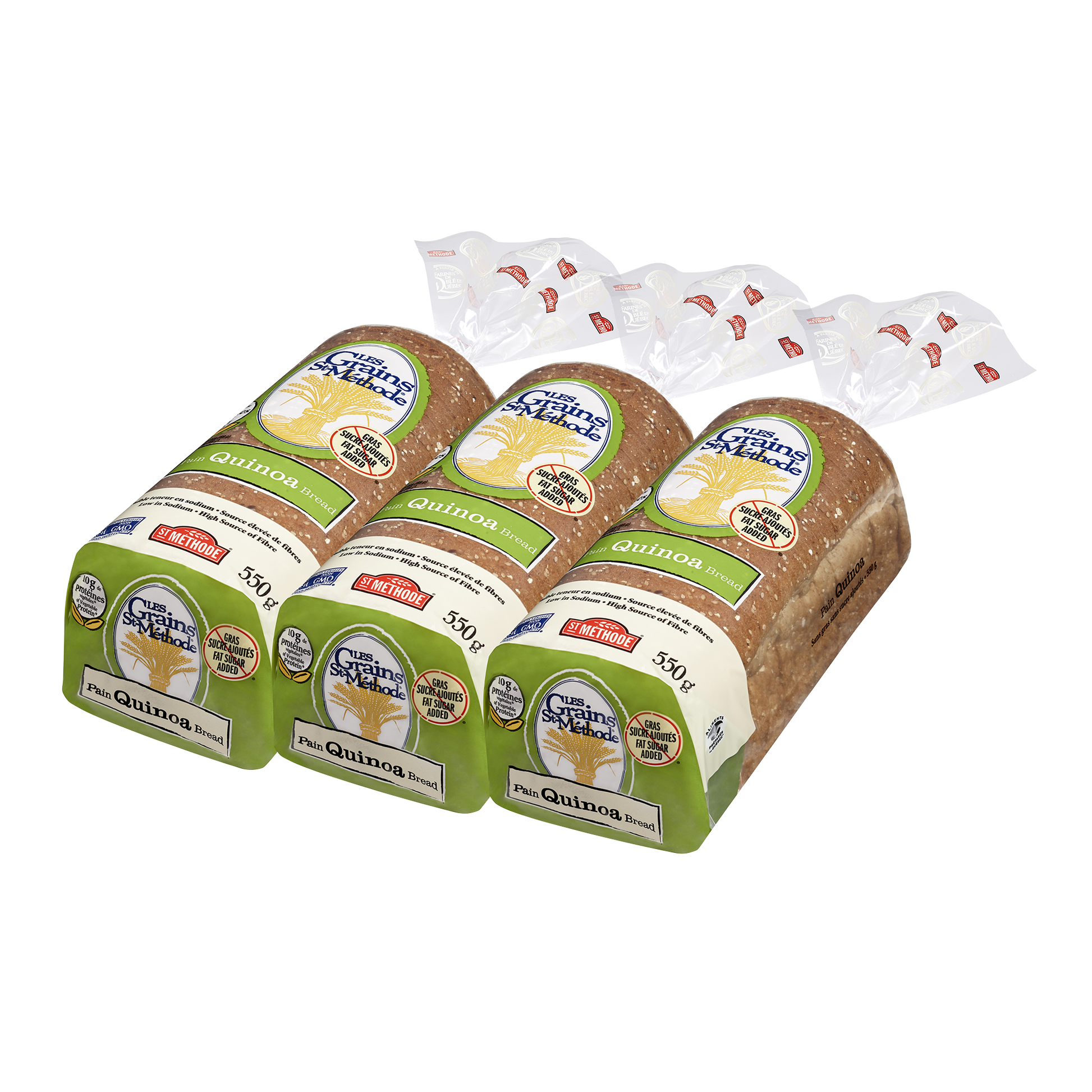 Les Grains St-Méthode Quinoa Bread, 3 × 550 g - image 1