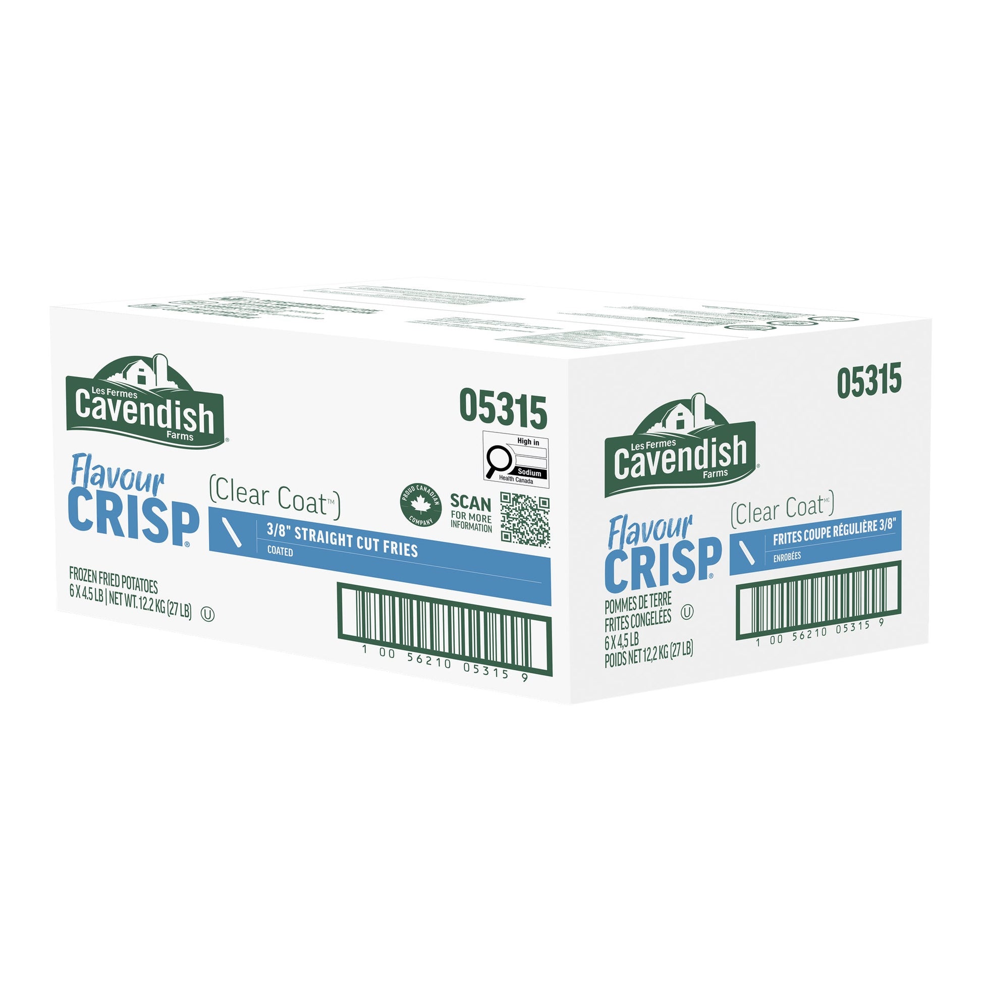 Cavendish Farms FlavourCrisp 3/8” Straight Cut Fries, 6 × 2.04 kg - image 1