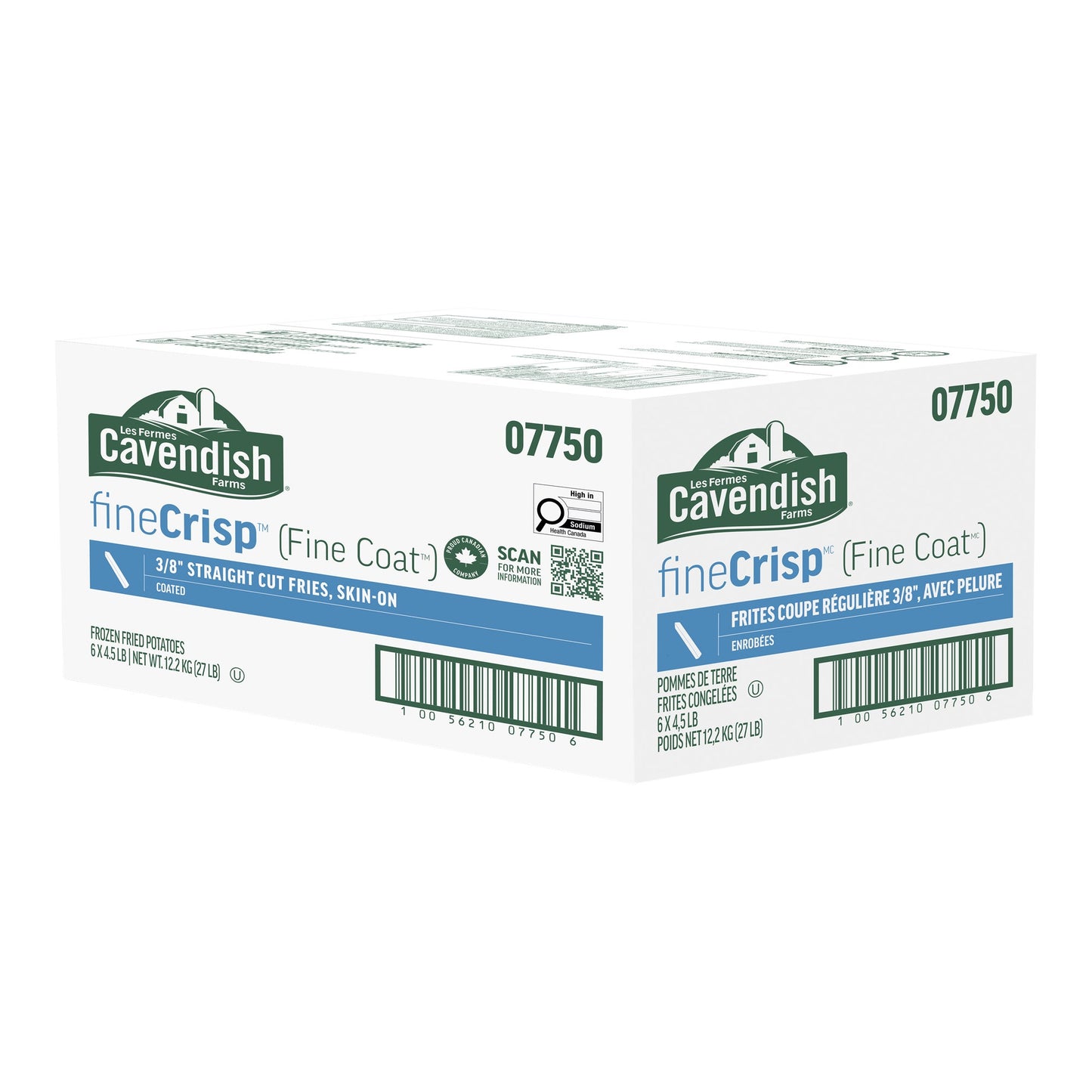 Cavendish Farms FineCrisp 3/8” Straight Cut Fries, Skin-On, 6 x 2.04 kg - image 1
