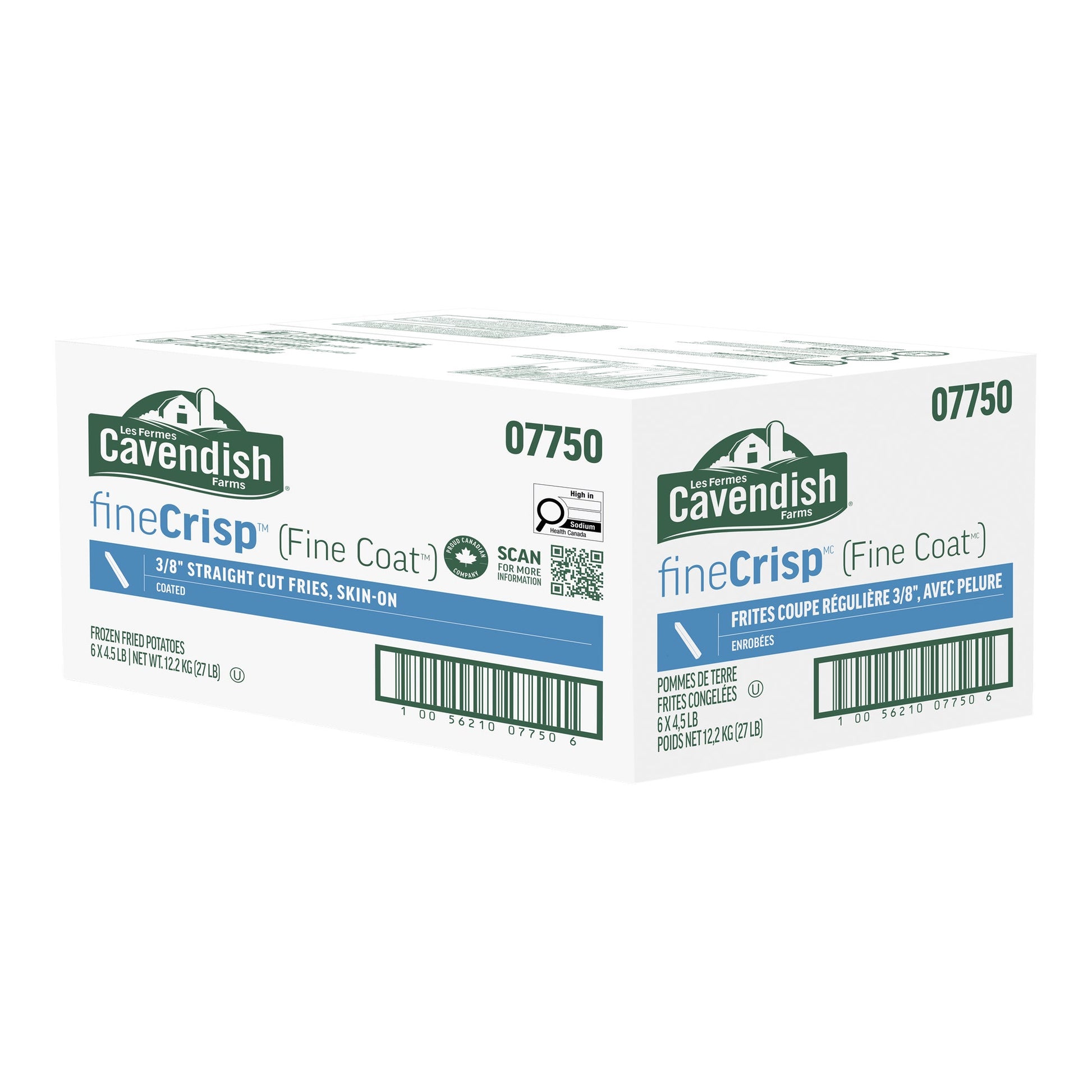 Cavendish Farms FineCrisp 3/8” Straight Cut Fries, Skin-On, 6 x 2.04 kg - image 1