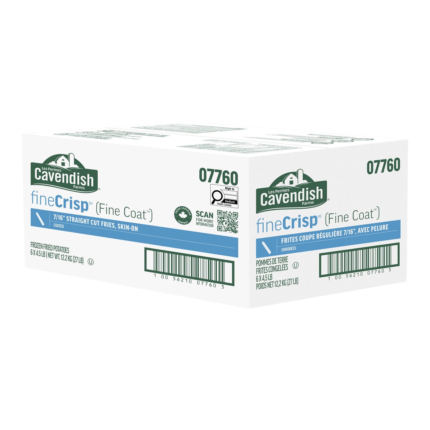 Cavendish Farms FineCrisp 7/16” Straight Cut Fries, Skin-On, 6 x 2.04 kg - image 1