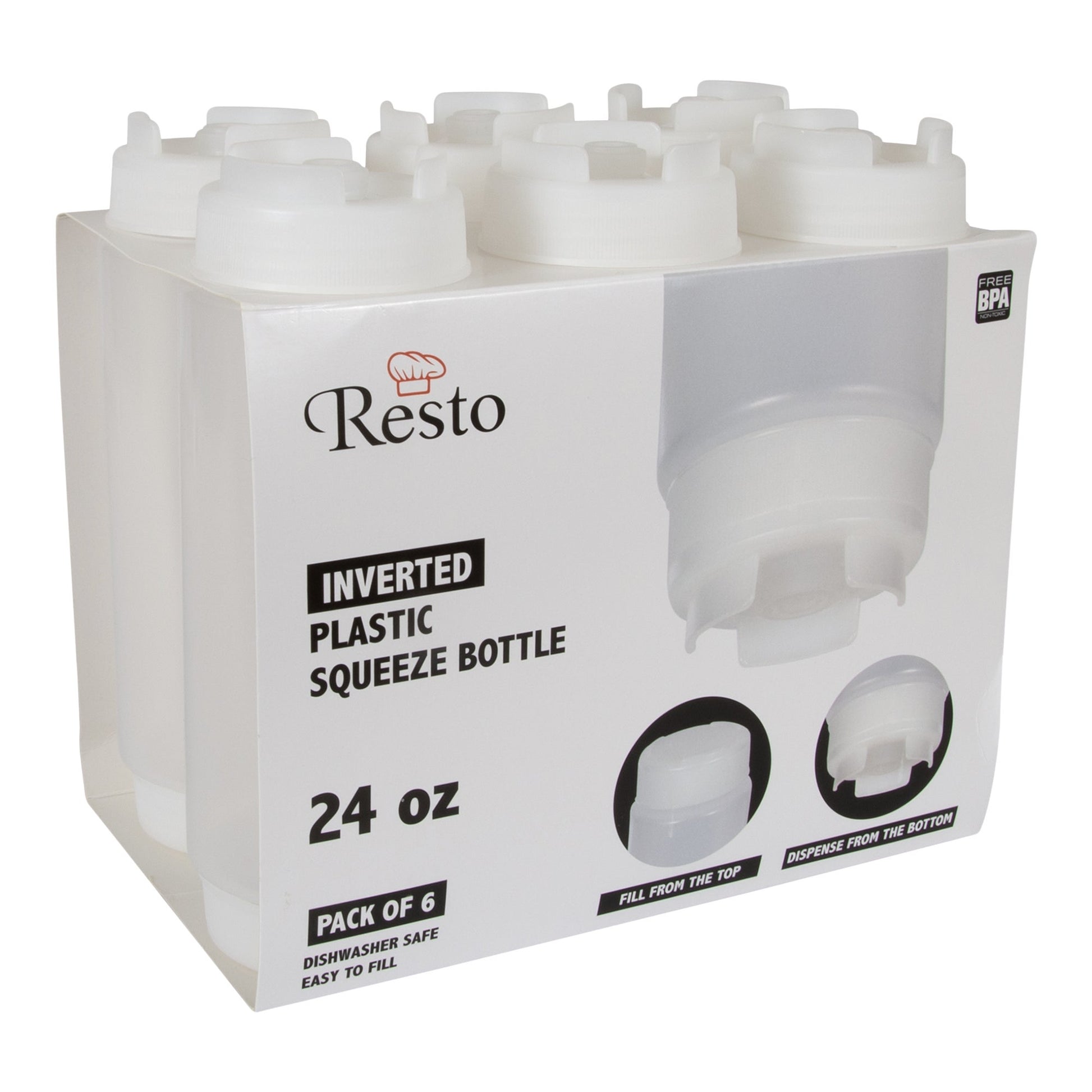 Resto 709 mL (24 oz) Clear Wide-mouth FIFO Squeeze Bottles Pack of 6 - image 1