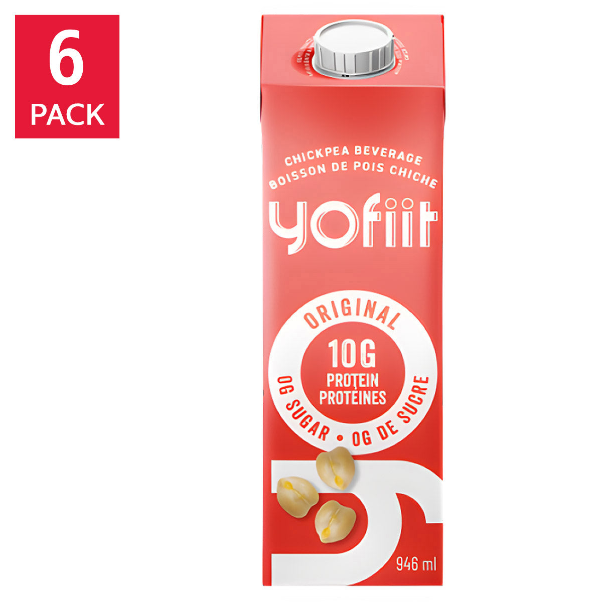 Yofiit High Protein Chickpea Milk, 6 × 946 mL - image 1
