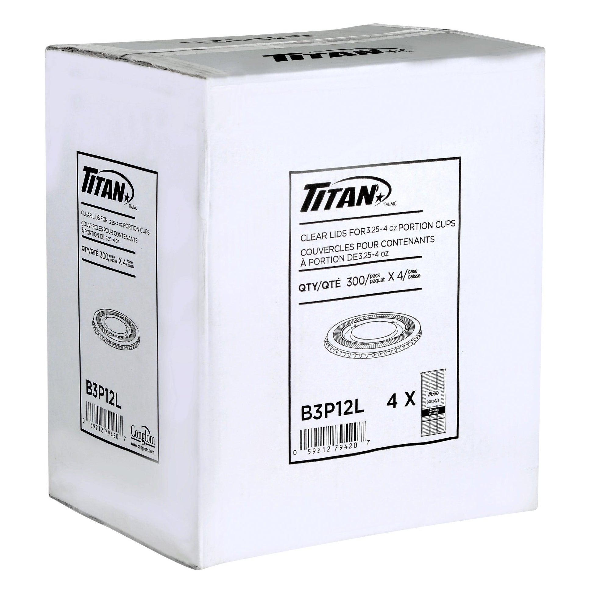Titan Clear Plastic Lid for 3.25 oz Portion Cups, 4 packs of 300 - image 2