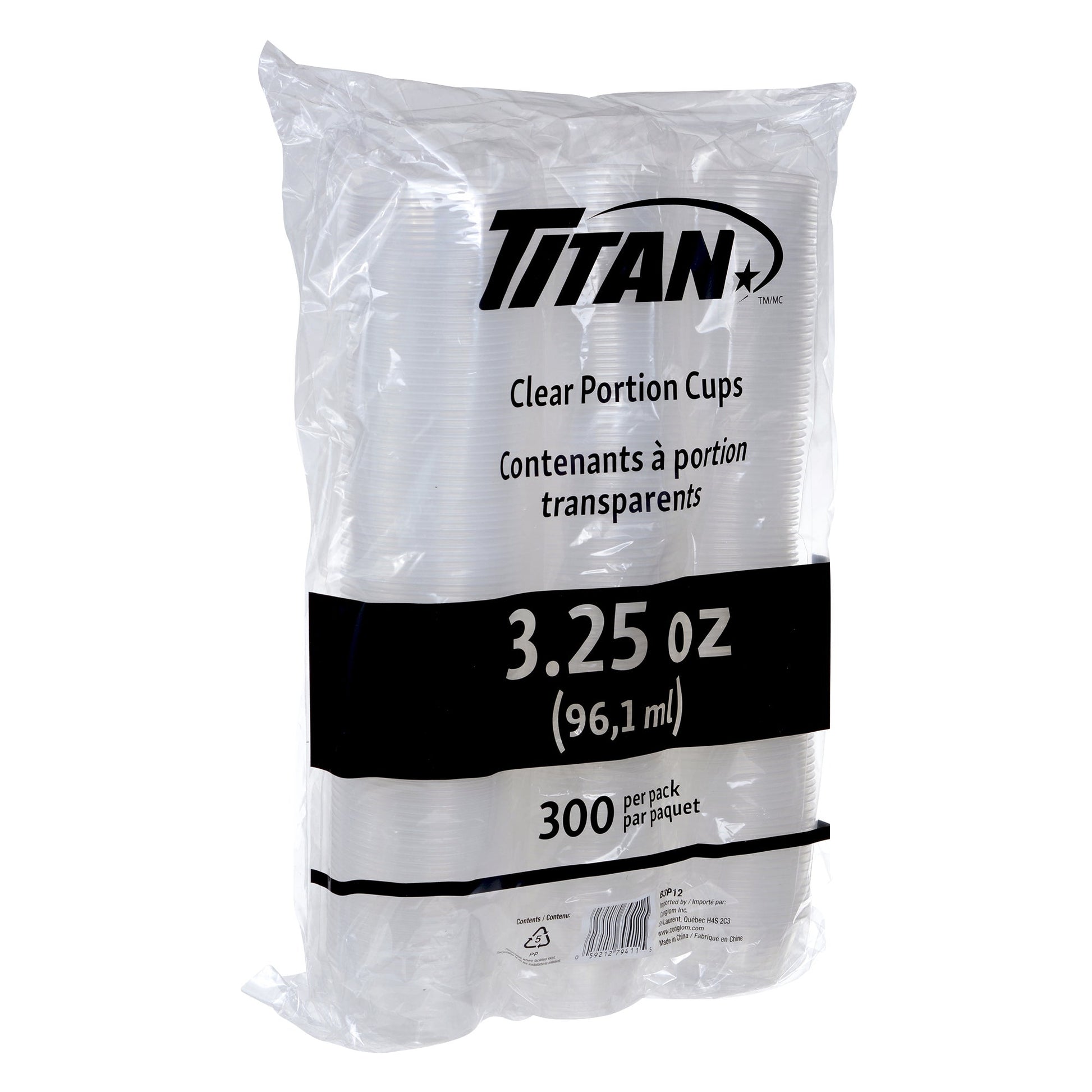 Titan Clear Plastic 3.25-oz Portion Cups, 4 packs of 300 - image 3