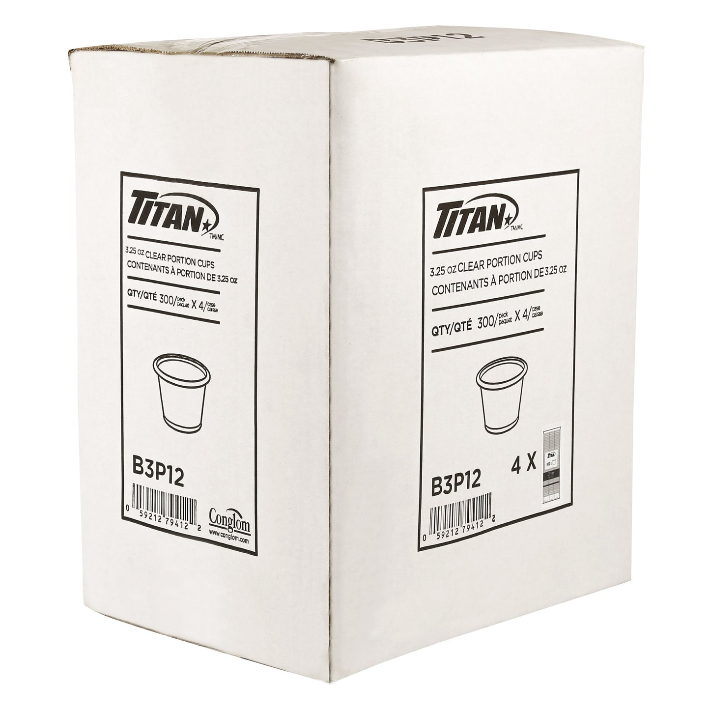 Titan Clear Plastic 3.25-oz Portion Cups, 4 packs of 300 - image 2