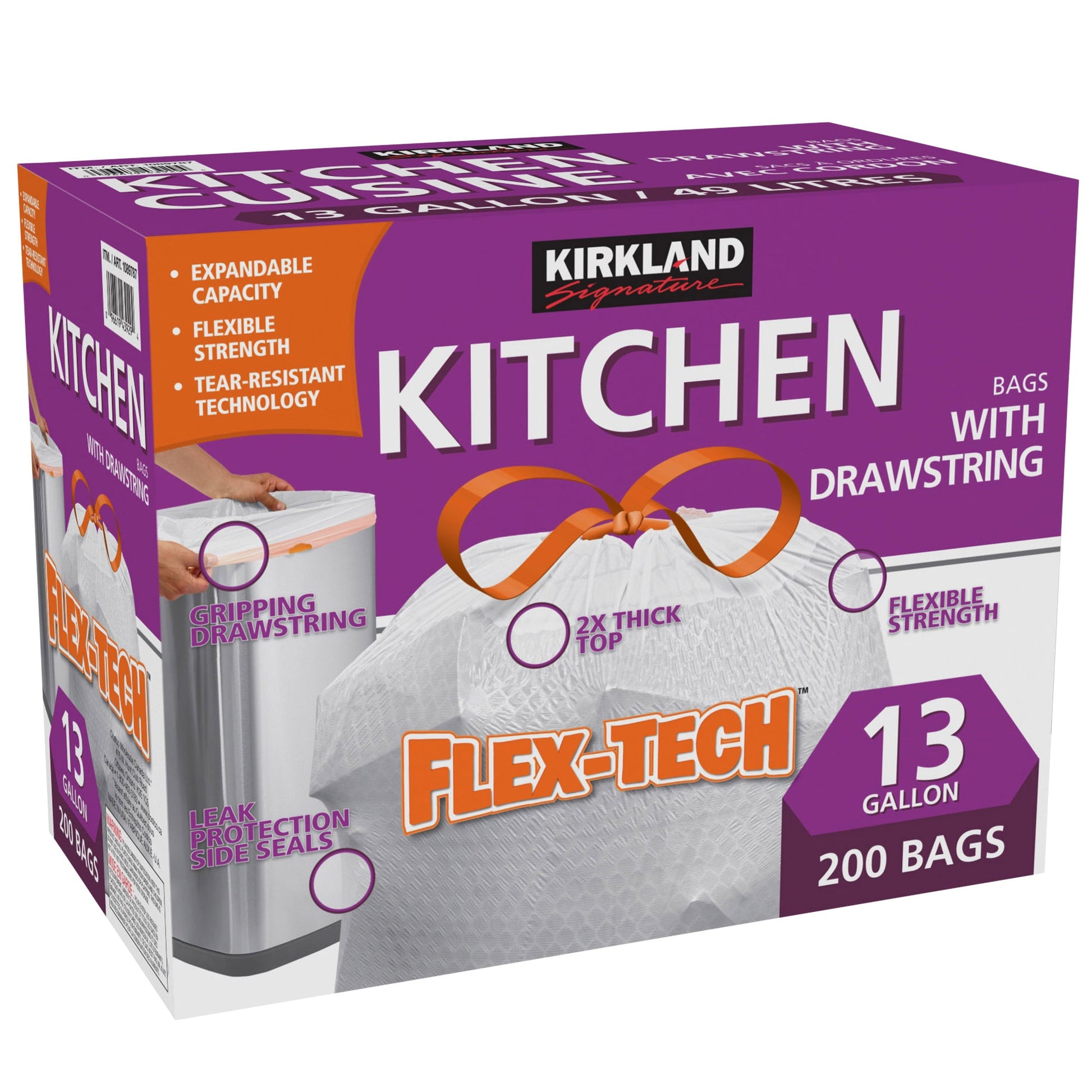 Kirkland Signature Drawstring Kitchen Bags, Pack of 200 - image 2