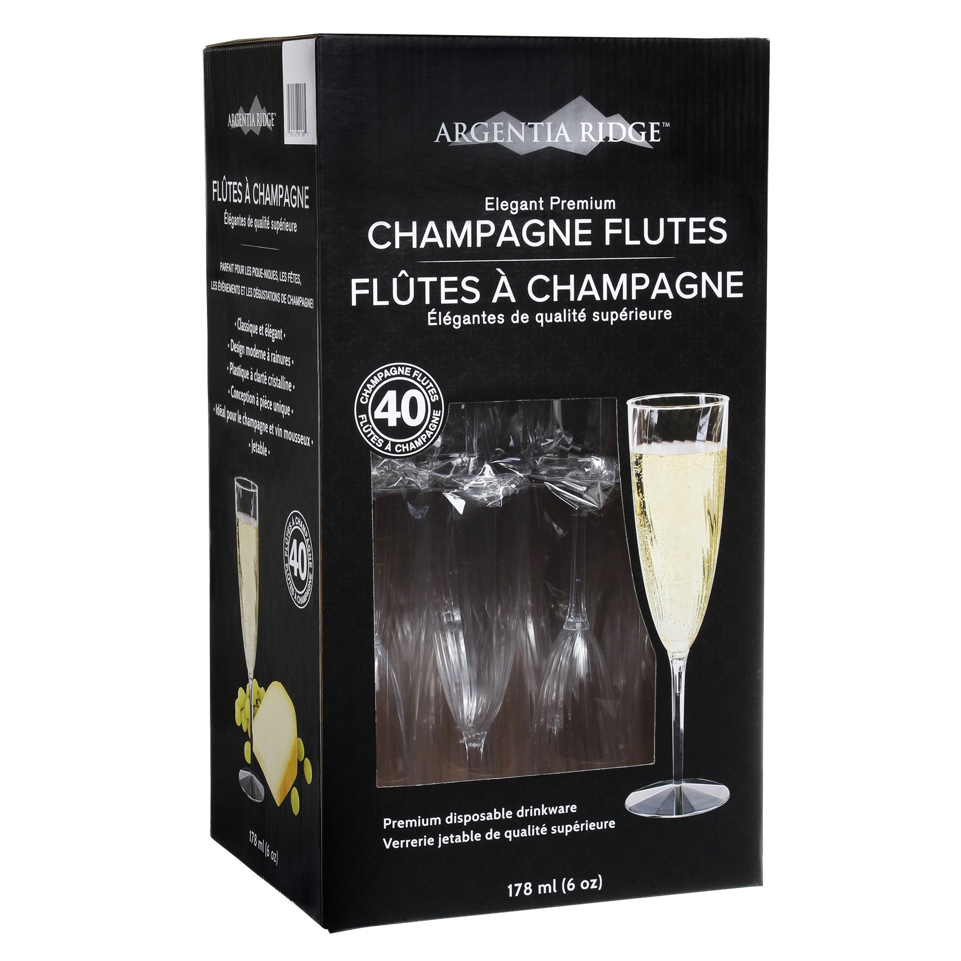 Argentia Ridge 6-oz Plastic Champagne Flutes, Pack of 40 - image 2