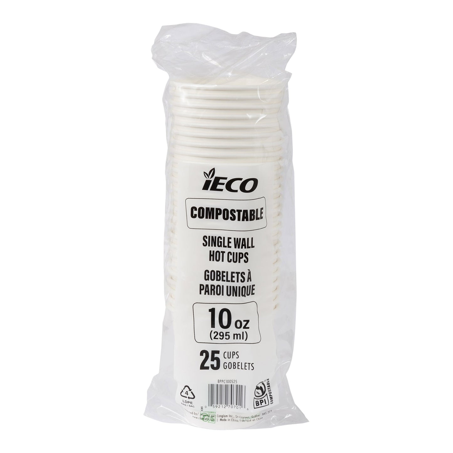 iECO Compost Single Wall Cup 10oz, 5 Packs of 100 - image 5