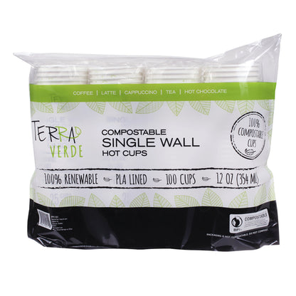 iECO Compost Single Wall Cup 12oz, 5 Packs of 100 - image 3