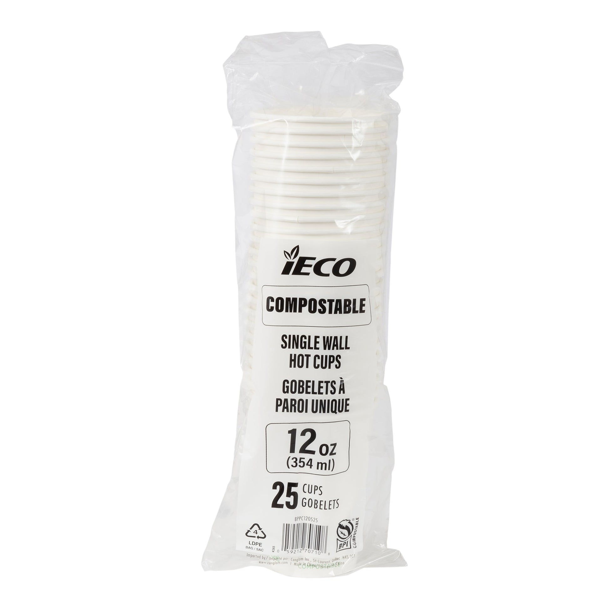iECO Compost Single Wall Cup 12oz, 5 Packs of 100 - image 2