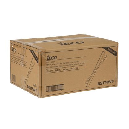 iECO 7.75" Wrapped Paper Straws, 6 Packs of 500 - image 2