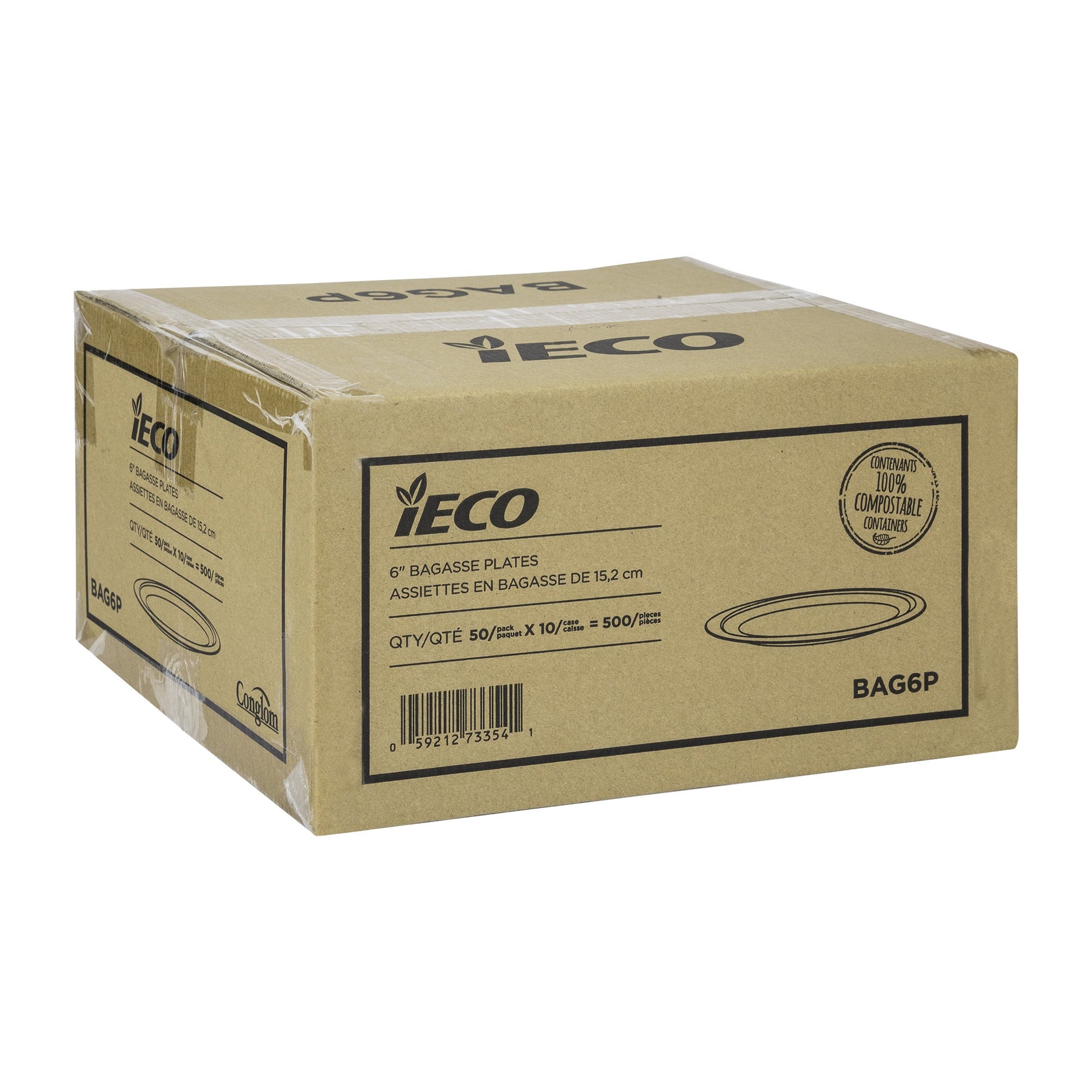 iEco 6-in Bagasse Plates, 10 packs of 50 - image 2