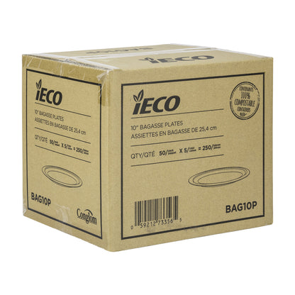 IECO 10-in Bagasse Plates, 5 packs of 50 - image 3