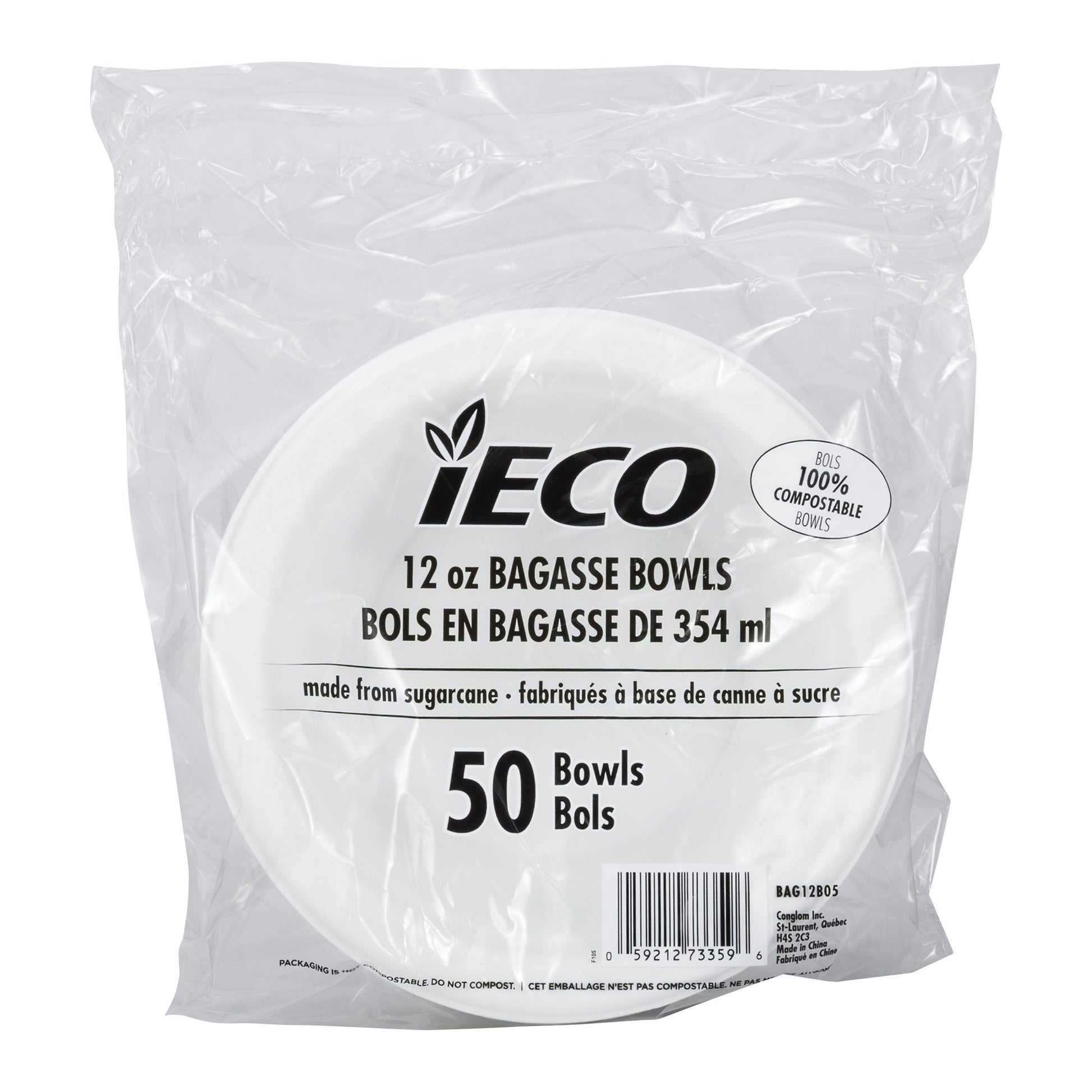 iEco 12-oz Bagasse Bowl, 5 packs of 50 - image 3