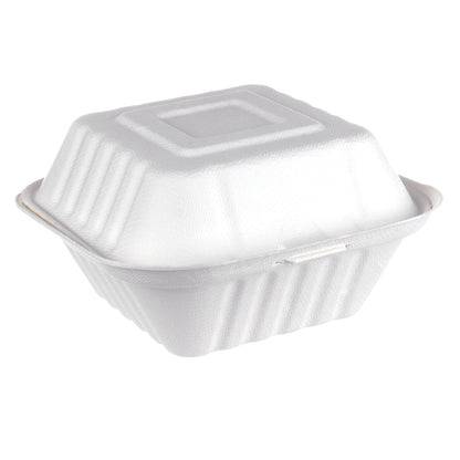 iEco Hinged Bagasse Container 6 in × 6 in, 5 packs of 50 - image 1