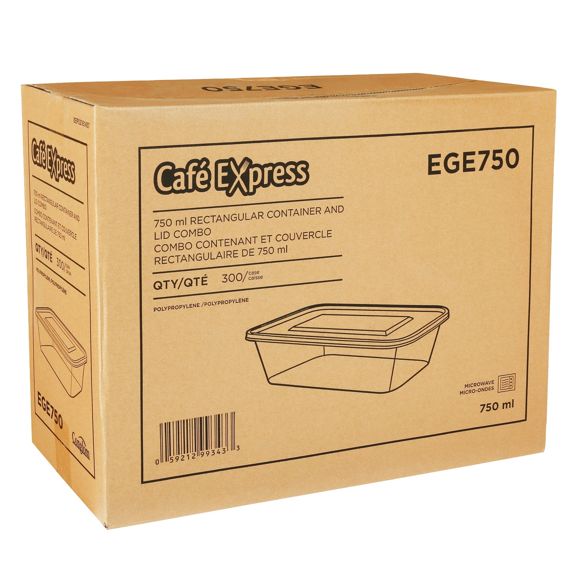 Café Express 750 mL Rectangular Containers with Lids, Pack of 300 - image 2