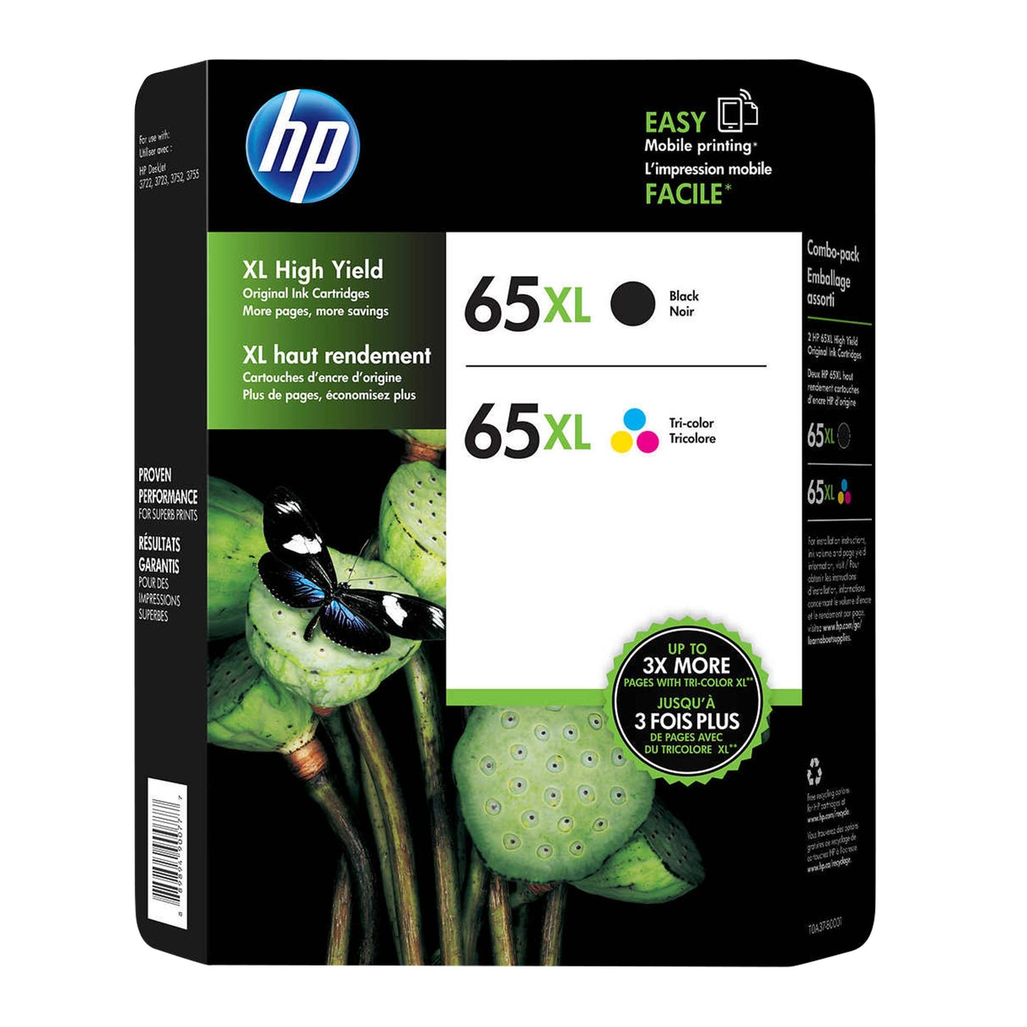 HP 65XL Black and Tri-color High Yield Original Ink Cartridges Combo pack - image 1